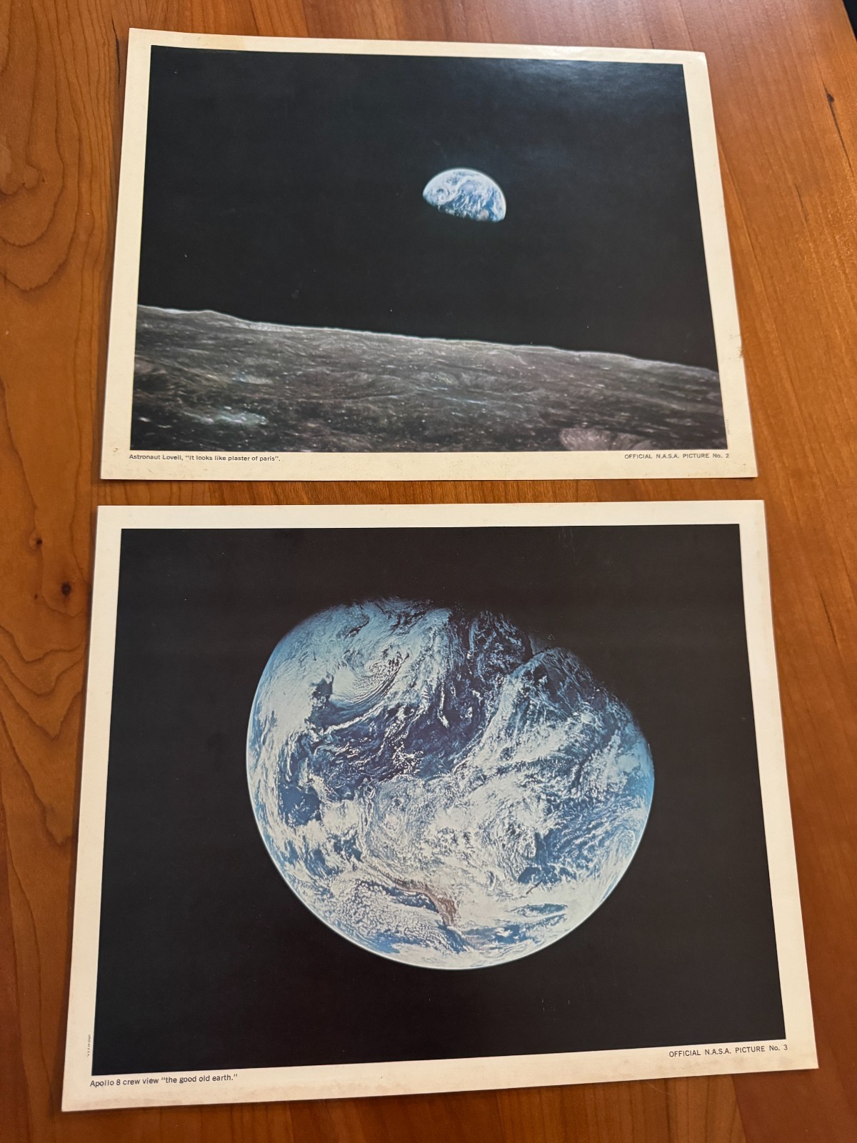 VINTAGE Set of 2 Official Late 1960s NASA Pictures Space Exploration Moon Earth VINTAGE Set of 2 Official Late 1960s NASA Pictures Space Exploration Moon Earth