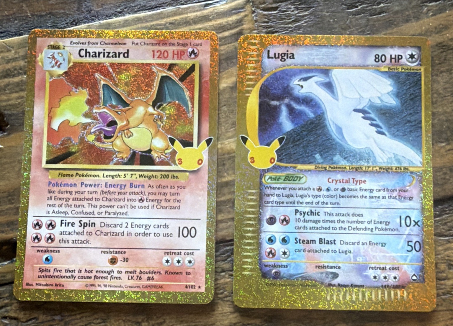 Pokémon 30th Anniversary 2 Card Lot Charizard 4/102 And Lugia 149/147 🔥🔥