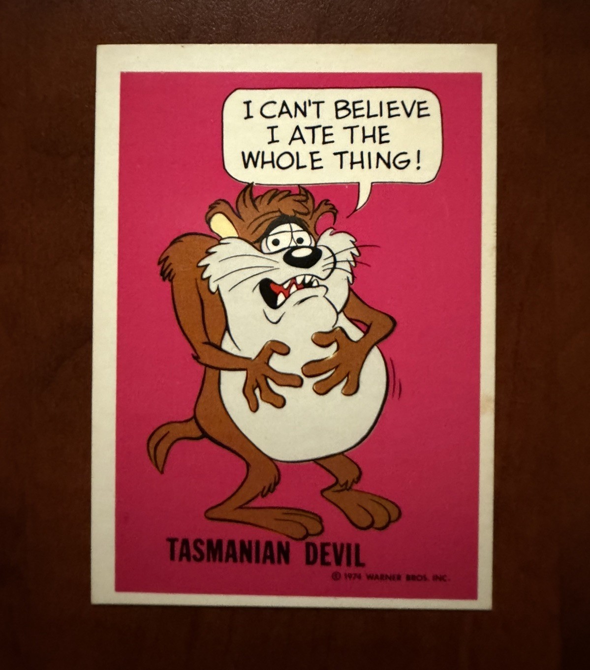 Tasmanian Devil RARE Vintage 1974 Wonder Bread Warner Bros Looney Tunes Card Tasmanian Devil RARE Vintage 1974 Wonder Bread Warner Bros Looney Tunes Card