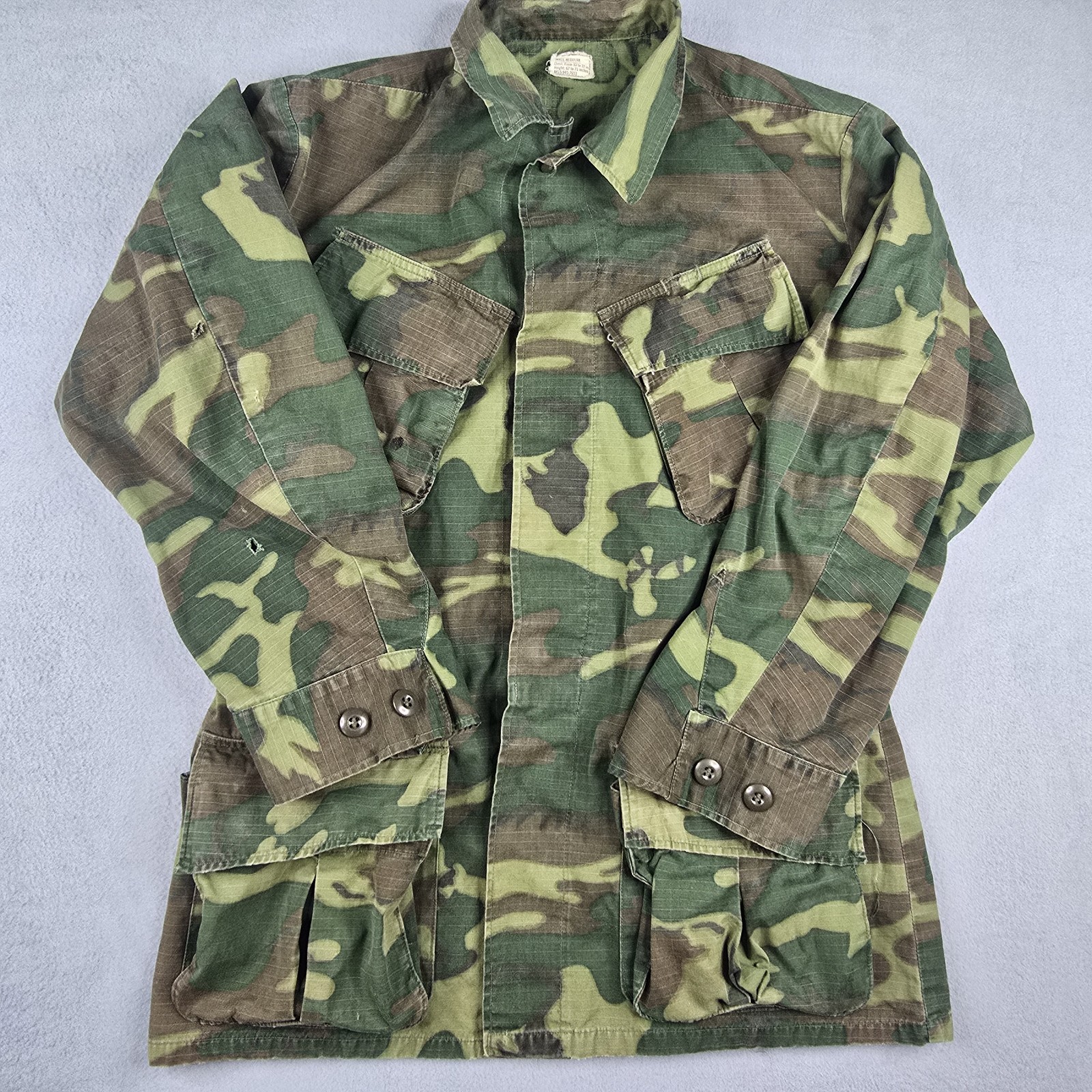 Vintage 1968 Vietnam War ERDL Camo Jungle Jacket Small Regular Slant Poplin