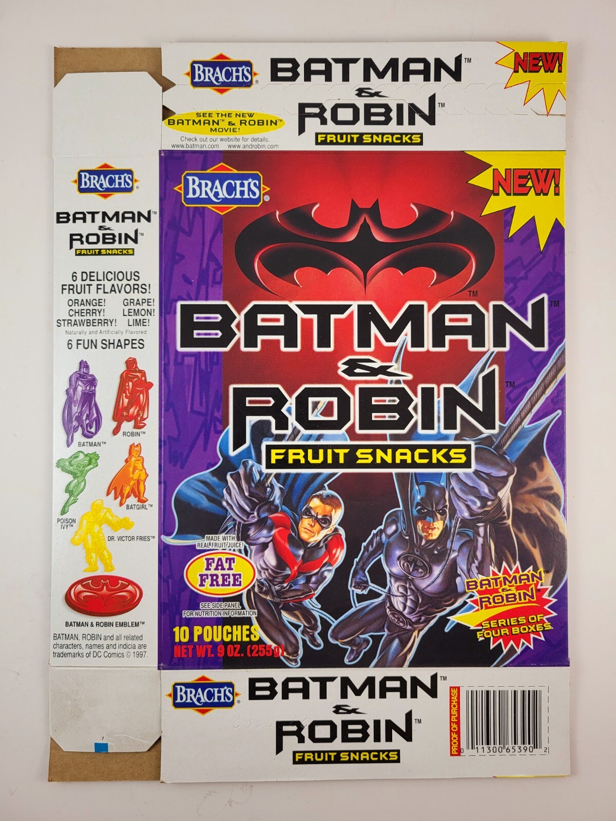 1997 Brach\'s Batman & Robin Fruit Snacks Flattened Empty Box Set Of (4) 1997 Brach\'s Batman & Robin Fruit Snacks Flattened Empty Box Set Of (4)