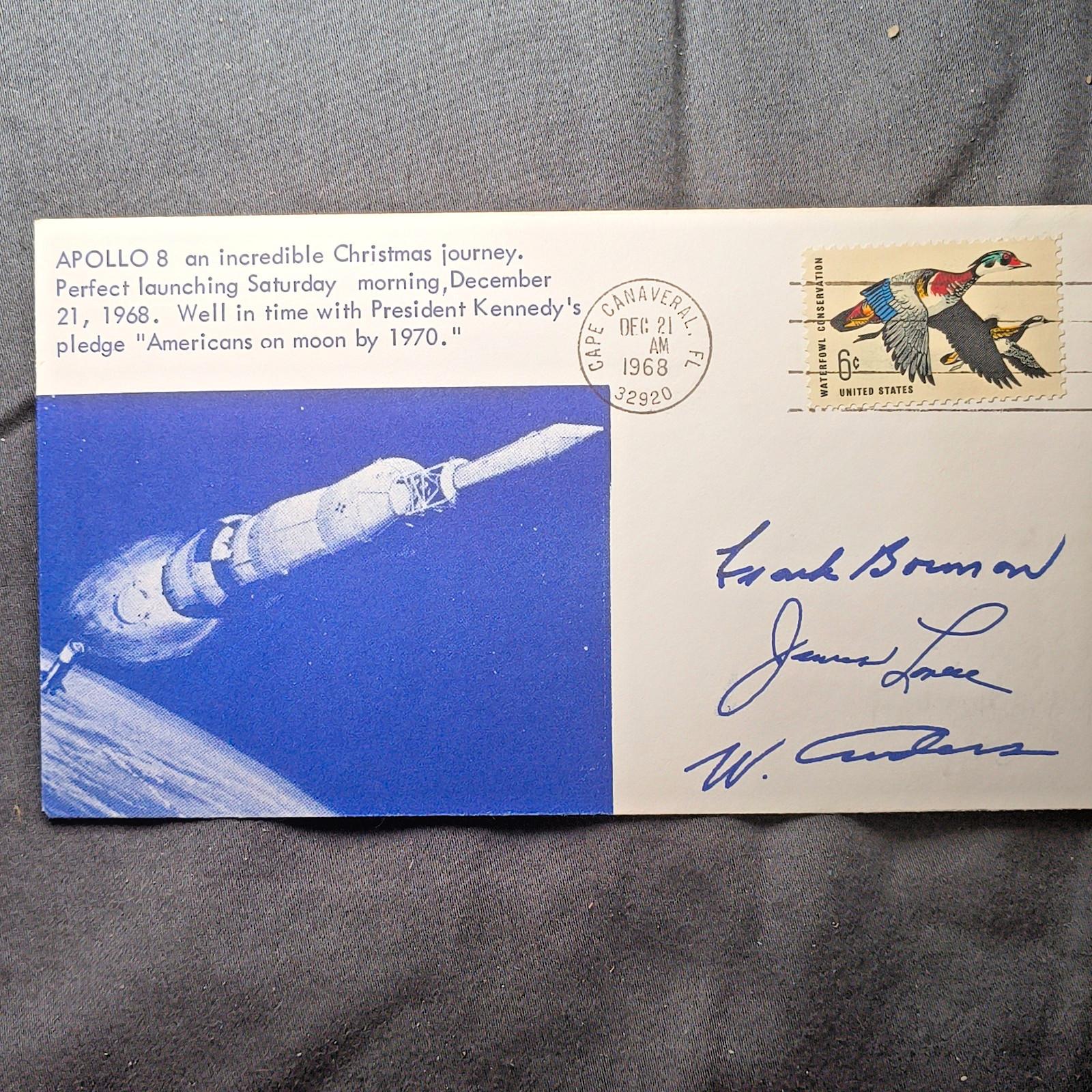 Apollo 8 Launch Cover Crew Signed Frank Borman Jim Lovell William Anders 1968 Apollo 8 Launch Cover Crew Signed Frank Borman Jim Lovell William Anders 1968