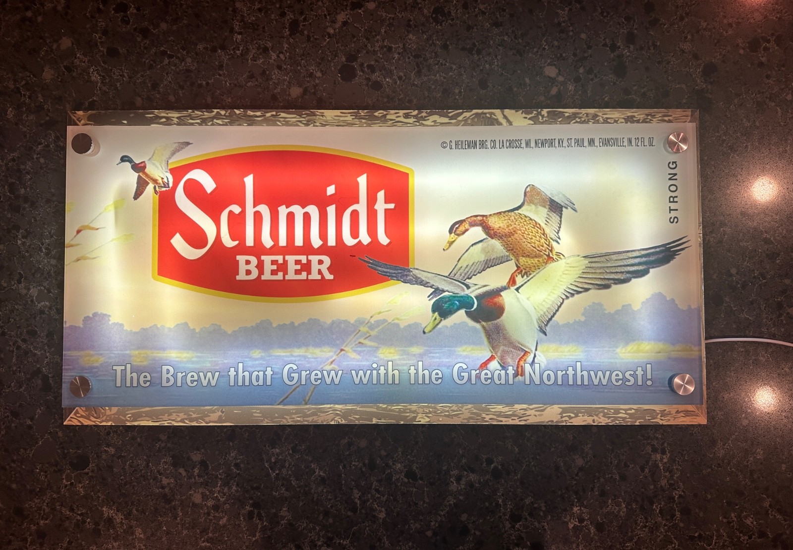 Schmidt Beer Lighted Sign Mallard Ducks 12x24 Acrylic LED Man Cave Bar Decor Schmidt Beer Lighted Sign Mallard Ducks 12x24 Acrylic LED Man Cave Bar Decor