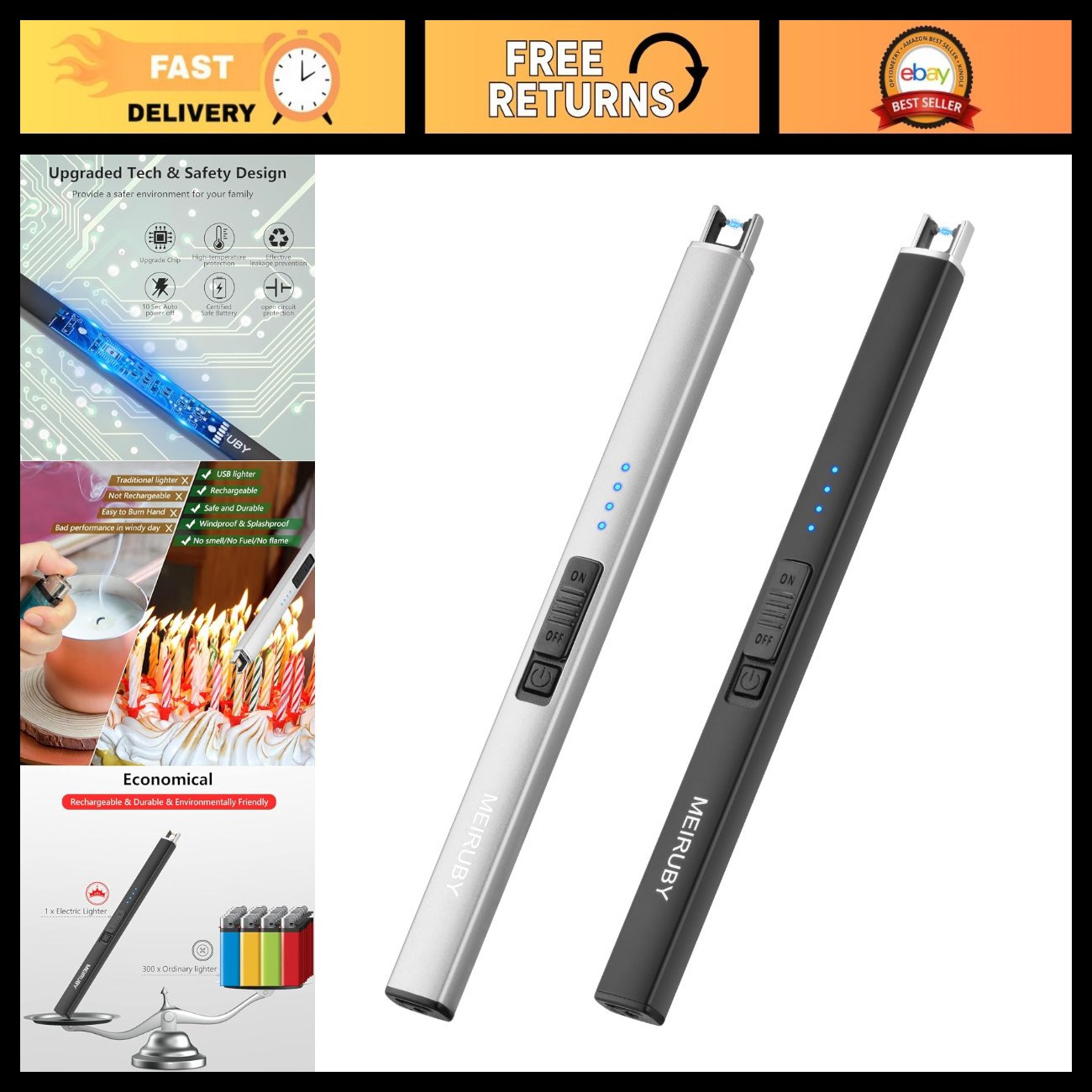 2 Pack USB Rechargeable Electric Candle Lighter - Windproof Arc Lighter for BBQ, 2 Pack USB Rechargeable Electric Candle Lighter - Windproof Arc Lighter for BBQ,