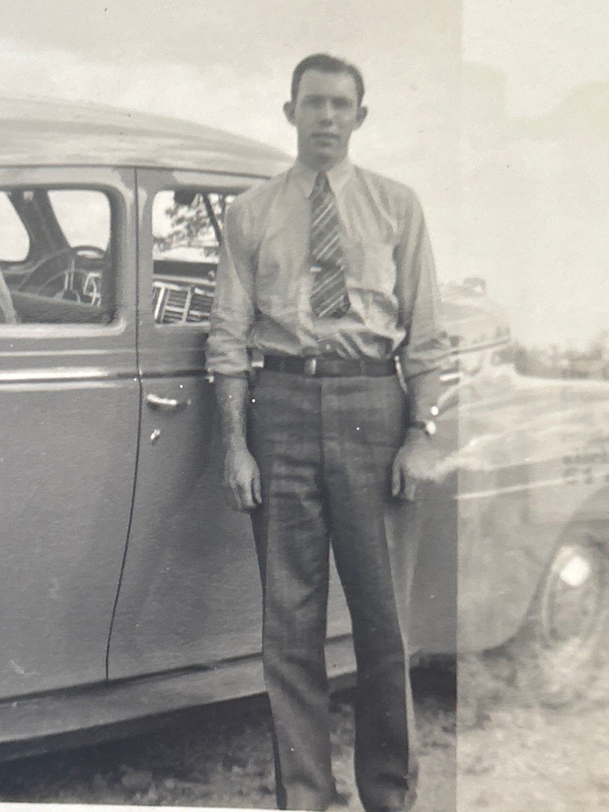 1930s Chevrolet Sedan Man Vintage Auto Photo