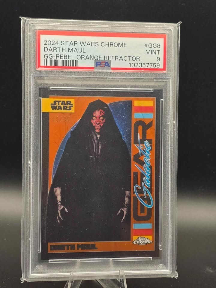 2024 Topps Chrome Star Wars #GG-8 Darth Maul Galactic Gear Orange /25 PSA 9 2024 Topps Chrome Star Wars #GG-8 Darth Maul Galactic Gear Orange /25 PSA 9