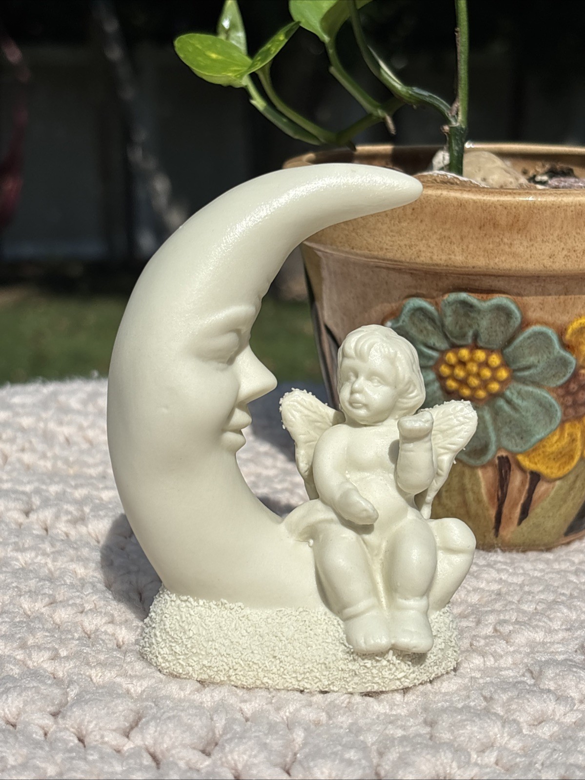 Vintage 90s Y2K Bisque Angel Cherub on Cresent Moon Cloud Celestial Angelic Vintage 90s Y2K Bisque Angel Cherub on Cresent Moon Cloud Celestial Angelic