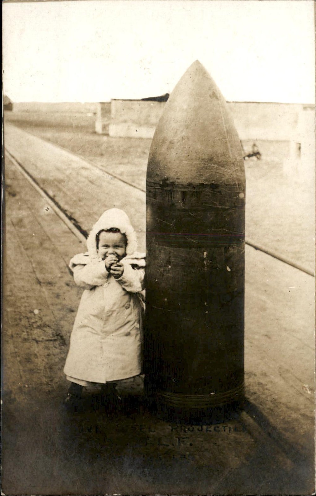 Child & Huge 16 Inch Artillery Shell WWI MaCabre c1915 Real Photo Postcard bhn Child & Huge 16 Inch Artillery Shell WWI MaCabre c1915 Real Photo Postcard bhn