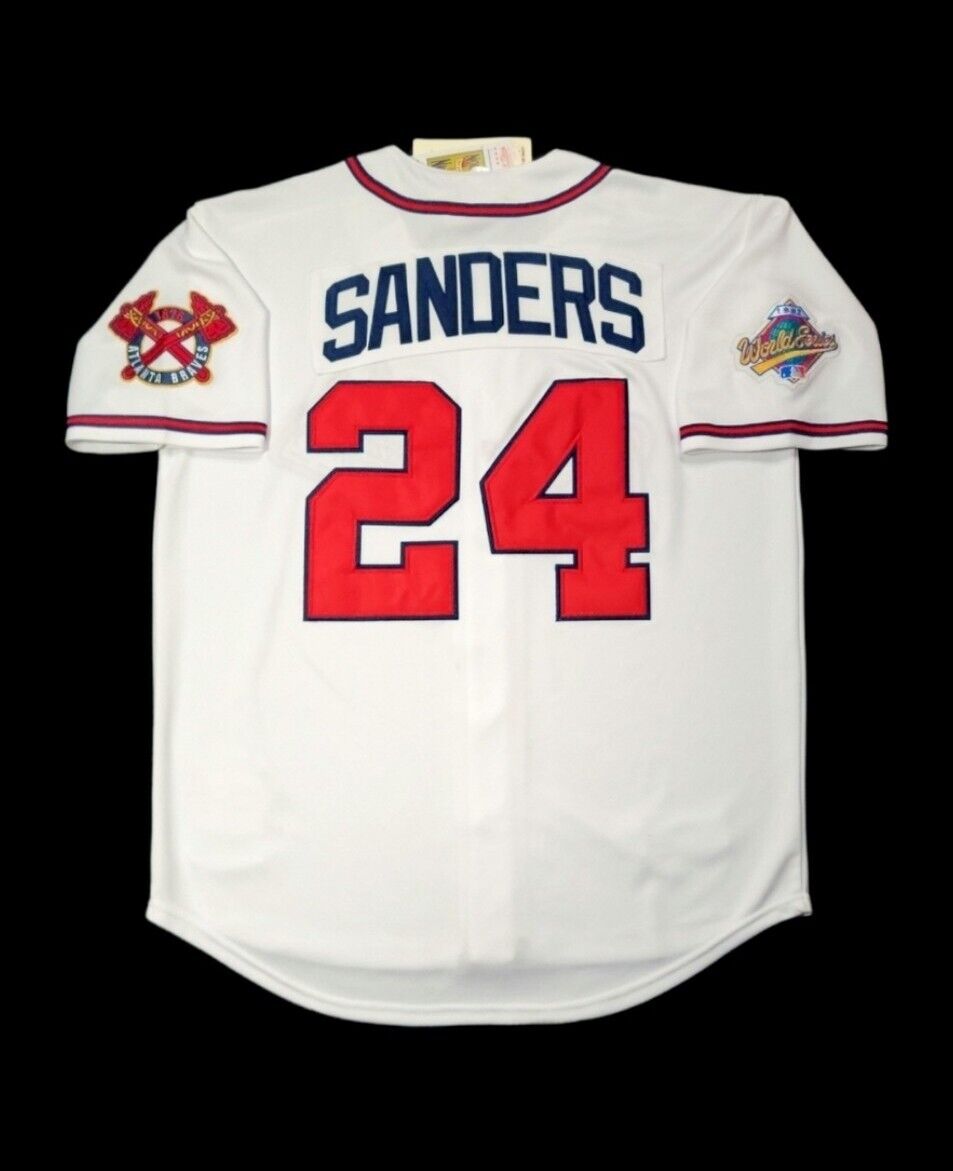 Deion Sanders Jersey Atlanta Braves 1992 World Series Throwback Stitched NEW 