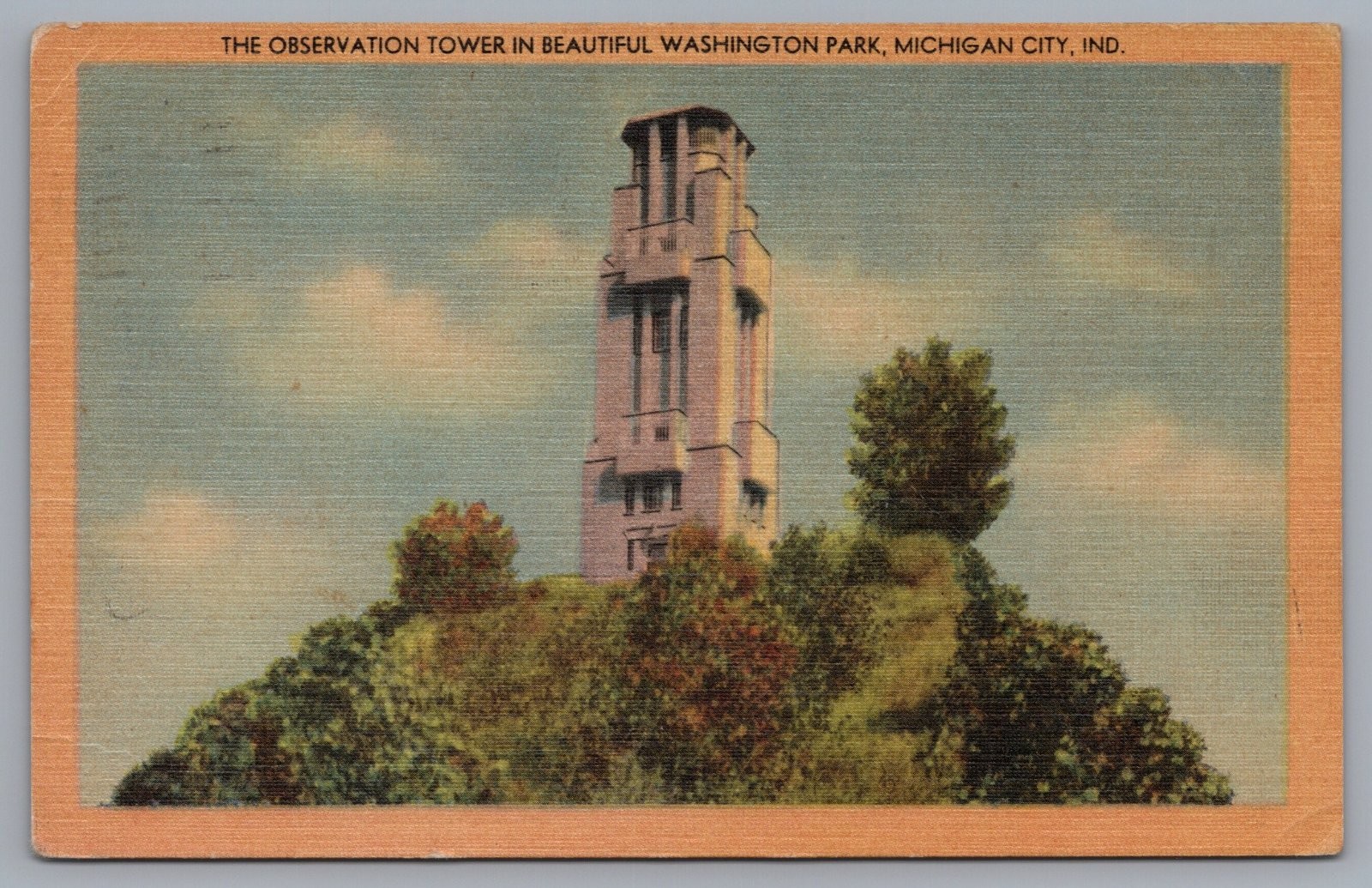 Michigan City Indiana Observation Tower Washington Park Postcard Michigan City Indiana Observation Tower Washington Park Postcard