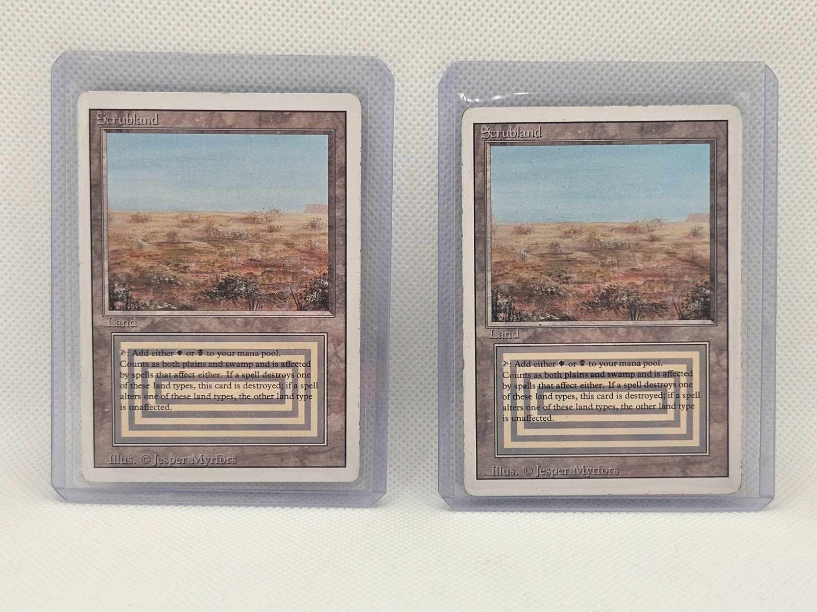 MTG 2 x Scrubland Revised edition rare dual land Black White MTG 2 x Scrubland Revised edition rare dual land Black White