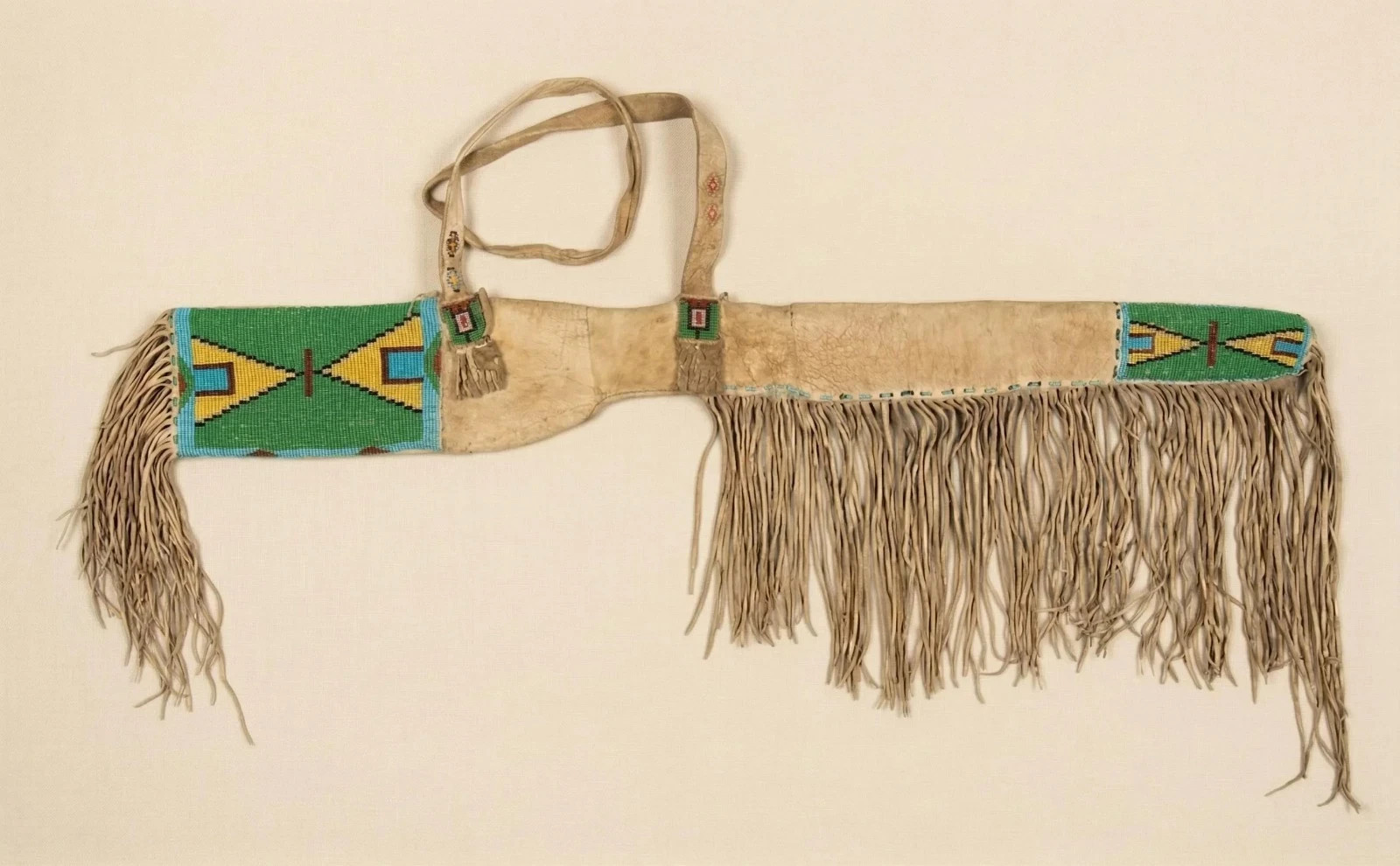 Western Suede Leather Beaded Fringe Rifle Cover | Native Style Gun Scabbard Western Suede Leather Beaded Fringe Rifle Cover | Native Style Gun Scabbard