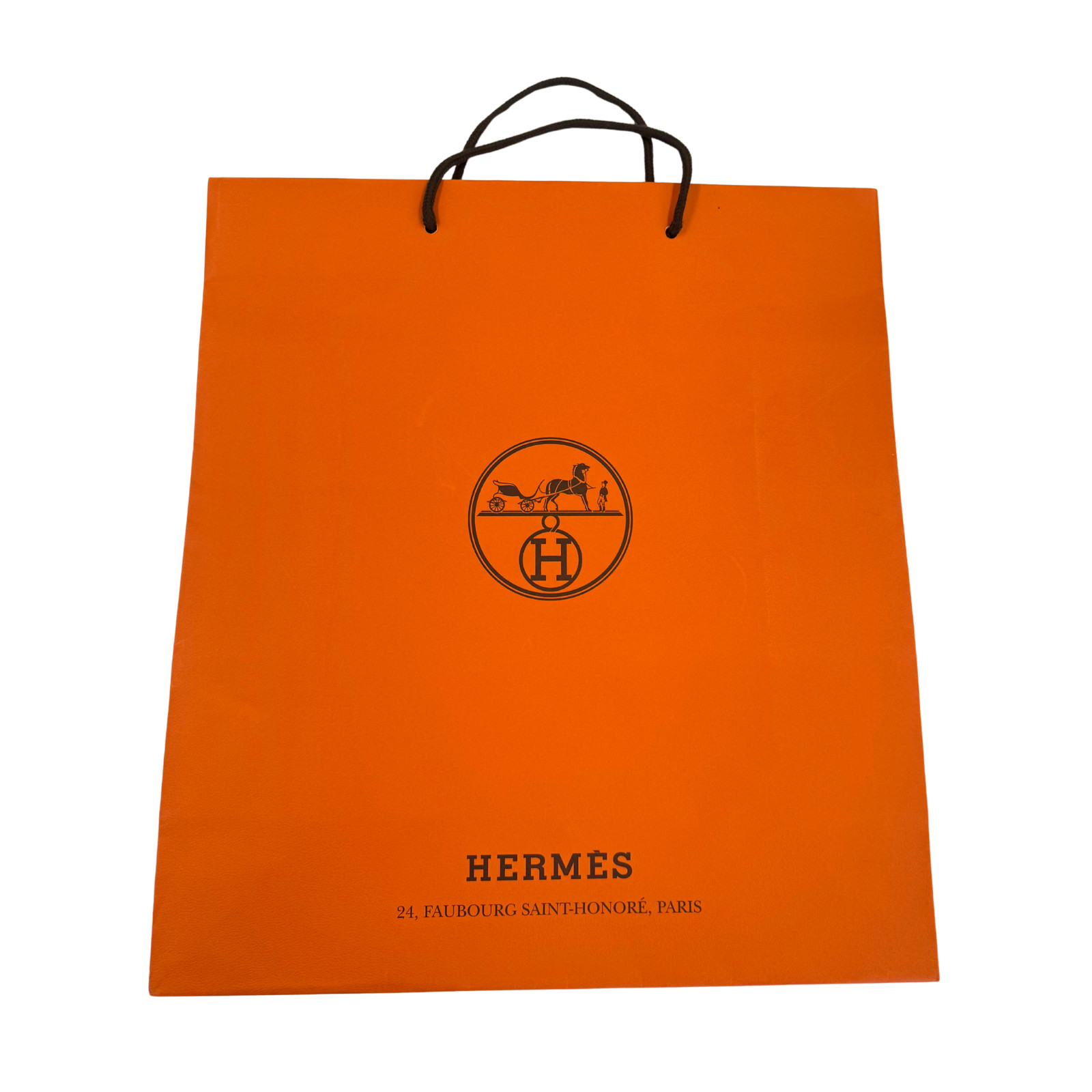 Hermes Large Orange Shopping Gift Bag 16.5 x 18 x 6.5 Designer Packaging