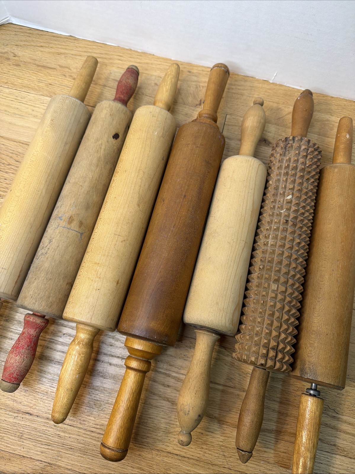 7 VTG Wood Rolling Pins Lot Primitive Wabi Sabi Farmhouse Decor 16.5-18.5in
