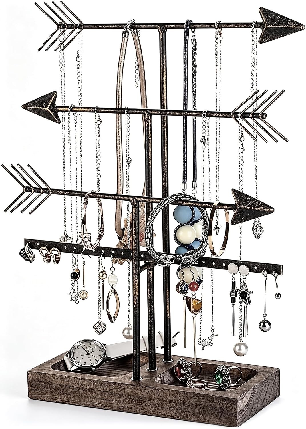 Arrow Jewelry Organizer Stand 4-Tier Black Jewelry Stand