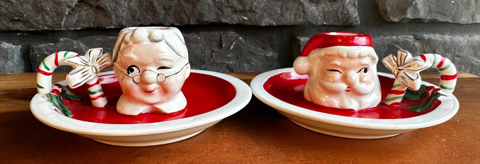 VTG 50s Rare Commodore JAPAN Santa & Mrs Claus Candlestick Holders MCM Christmas VTG 50s Rare Commodore JAPAN Santa & Mrs Claus Candlestick Holders MCM Christmas