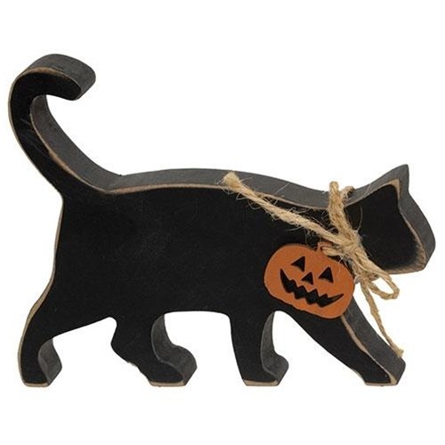 NEW Primitive Halloween CAT BLACK JACK-O-LANTERN WOOD Fall Shelf Sitter 4.5 NEW Primitive Halloween CAT BLACK JACK-O-LANTERN WOOD Fall Shelf Sitter 4.5