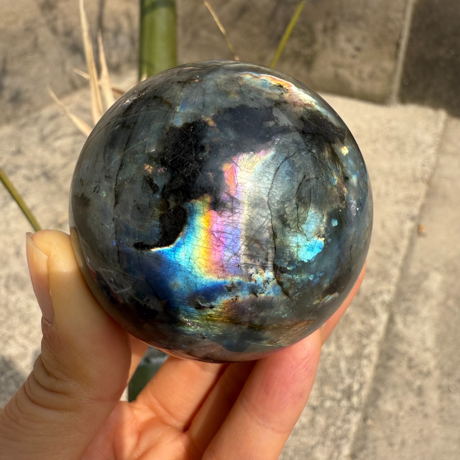 246g Natural Labradorite With Hypersthene Sphere Crystal Mineral Healing