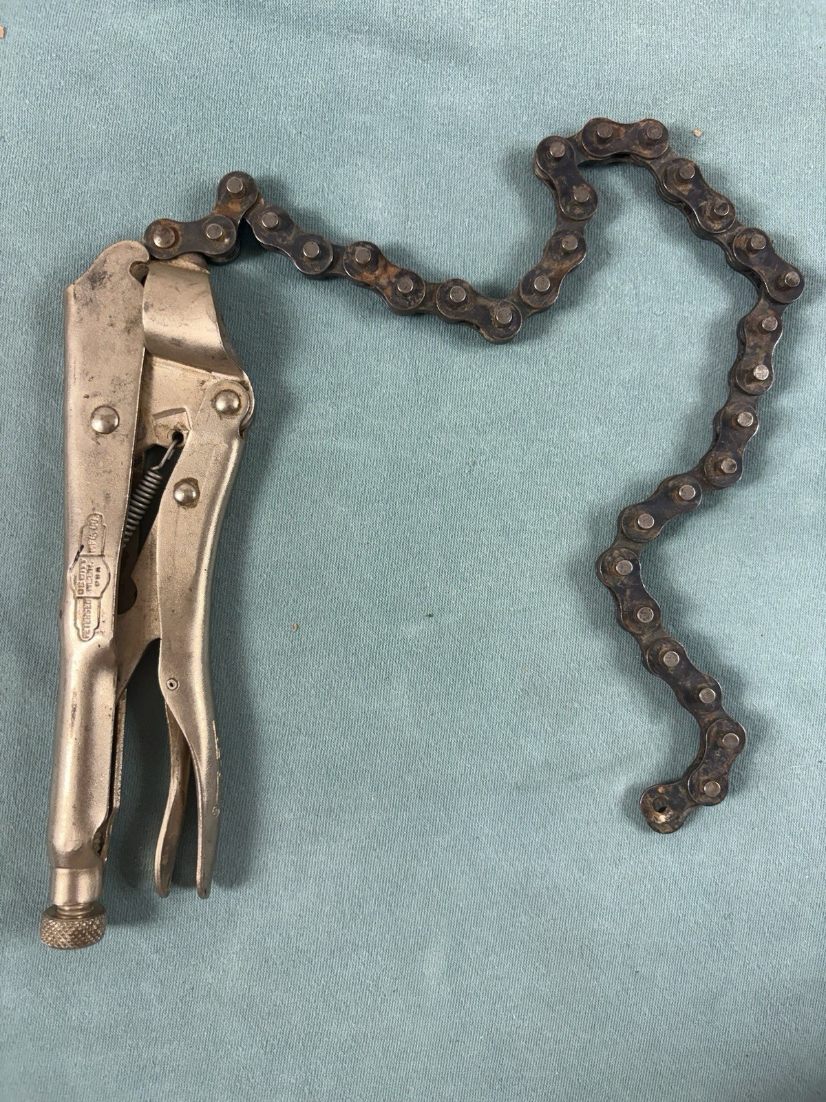 Vintage Petersen DeWitt Vise Grip 20R Locking Chain Wrench Clamp USA Tool