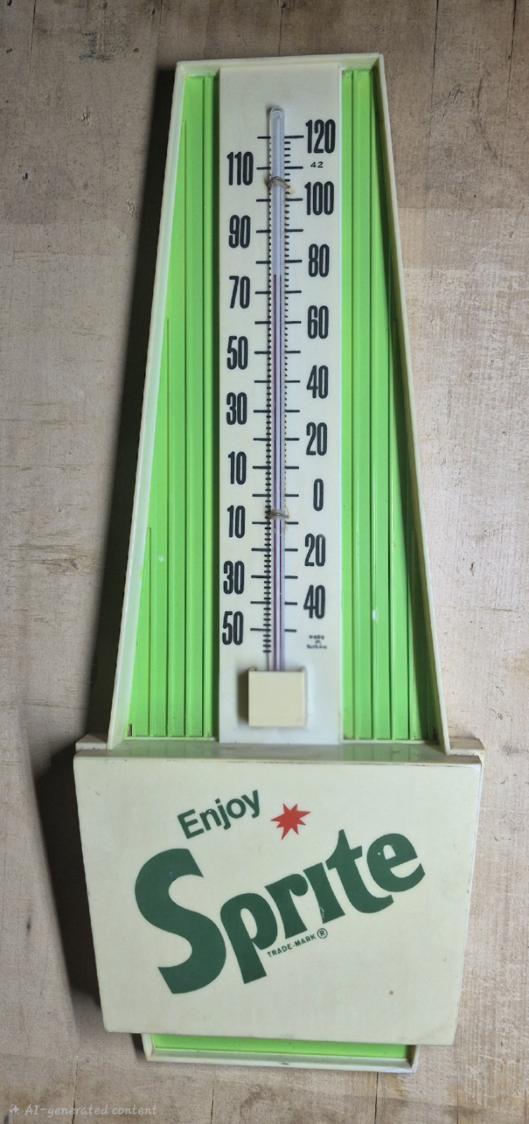 Sprite Vintage 1970s Enjoy Sprite Advertising Wall Thermometer Green White Sprite Vintage 1970s Enjoy Sprite Advertising Wall Thermometer Green White