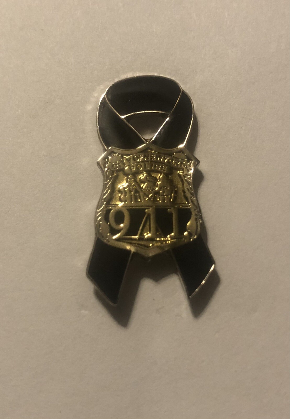 City Of New York Police 9/11 Memorial Ribbon Pin City Of New York Police 9/11 Memorial Ribbon Pin