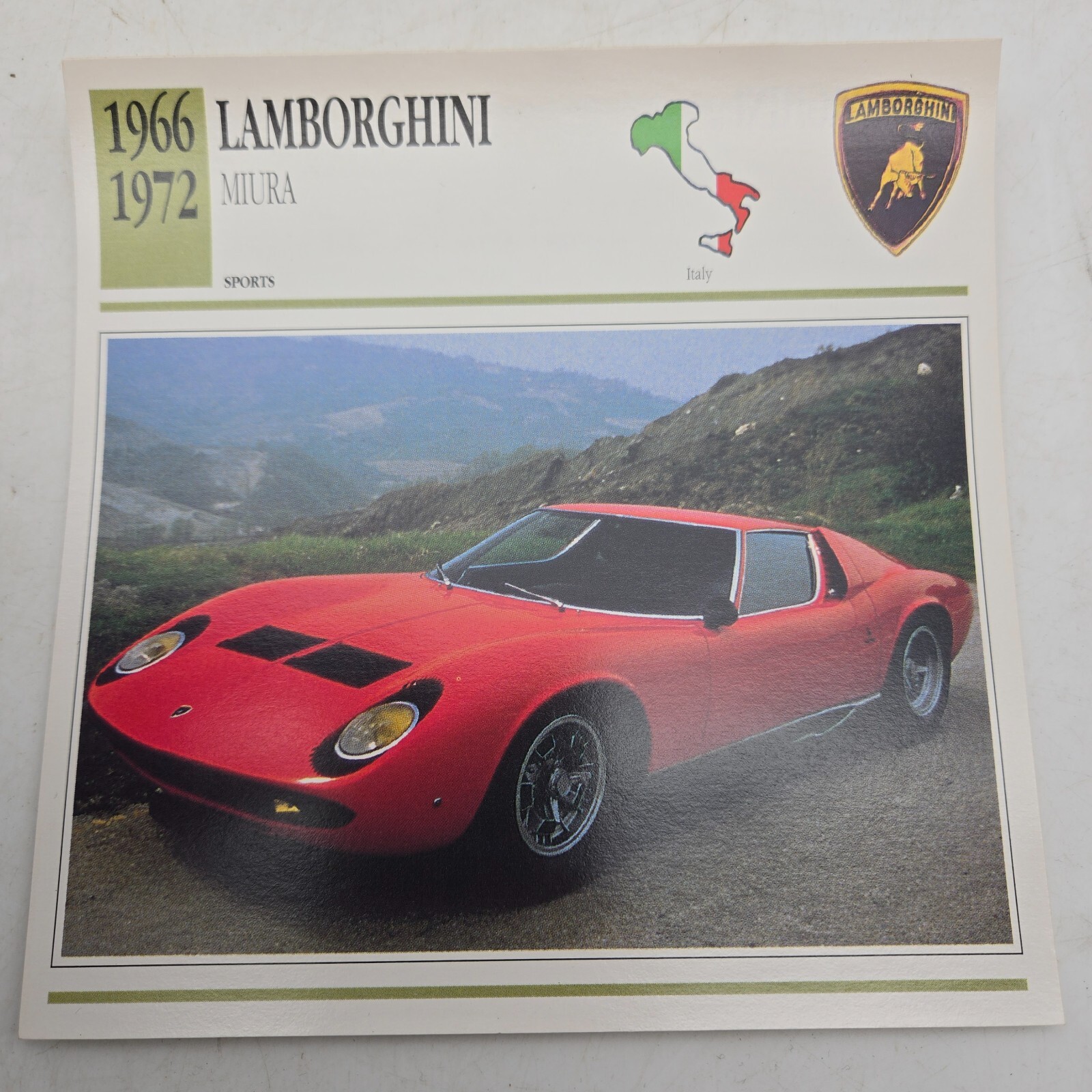 1966 1972 Lamborghini Miura Sport Classic Cars Collectors Club Card 90s VTG 1966 1972 Lamborghini Miura Sport Classic Cars Collectors Club Card 90s VTG