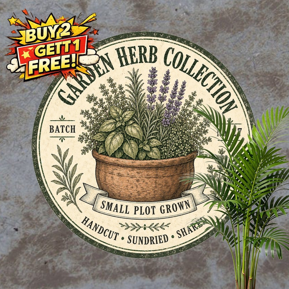 Fresh Garden Spices & Herbs Metal Sign Vintage Kitchen Decor 8x8 Round