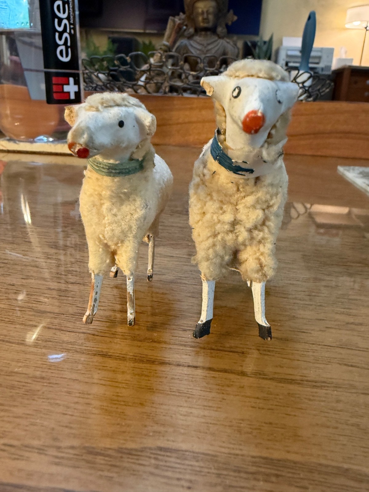 Antique German Stick Leg Woolly Sheep Christmas Putz Toy Figure 3 Antique German Stick Leg Woolly Sheep Christmas Putz Toy Figure 3