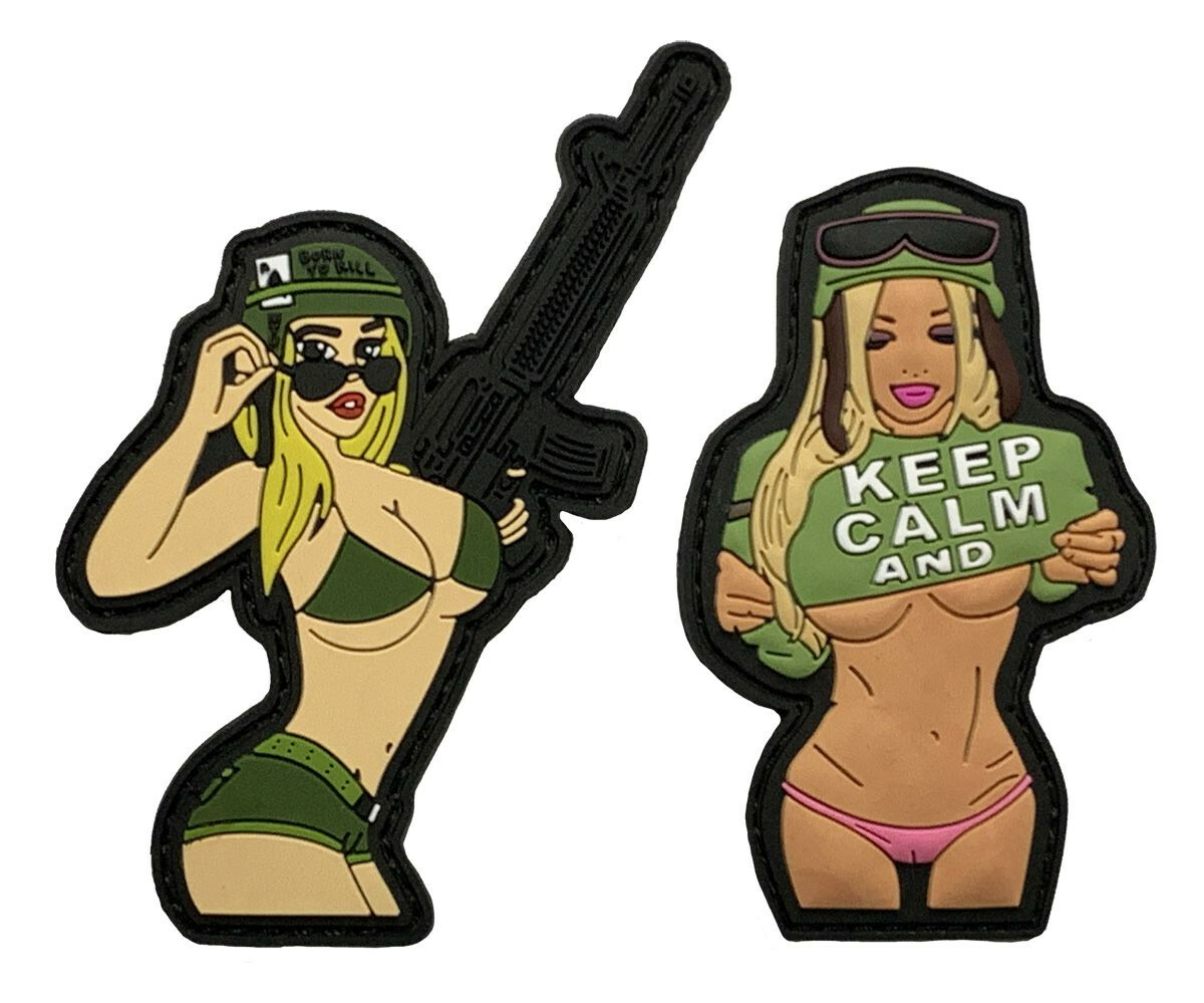 Pin up Girls Keep Calm Patch (2PC Bundle - 3D-PVC- Hook Fastener) Pin up Girls Keep Calm Patch (2PC Bundle - 3D-PVC- Hook Fastener)