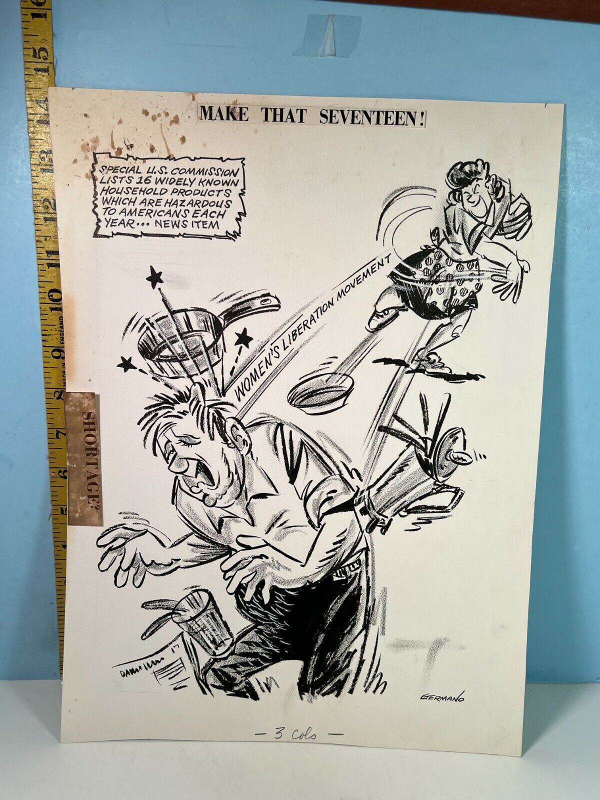 1970's Eddie Germano Boston Post Ed. Original Newpaper Cartoons: Womens Lib