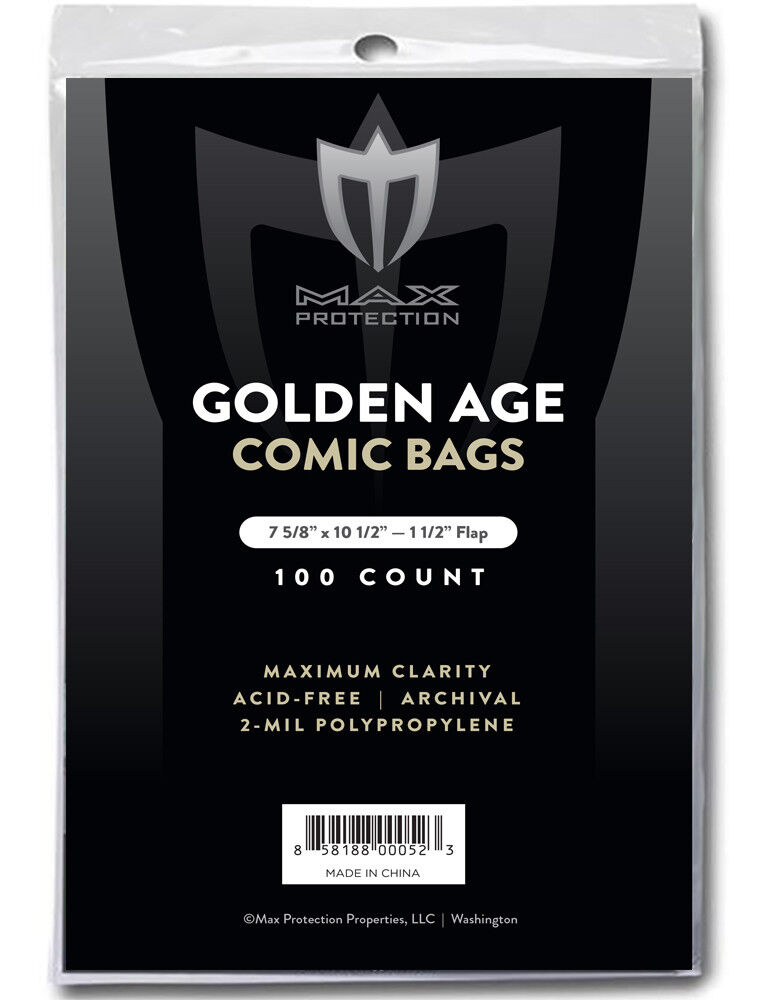 1000 Max Pro Golden Age Comic Book 2 Mil Acid Free Poly Bags 7 5/8 x 10 1/2