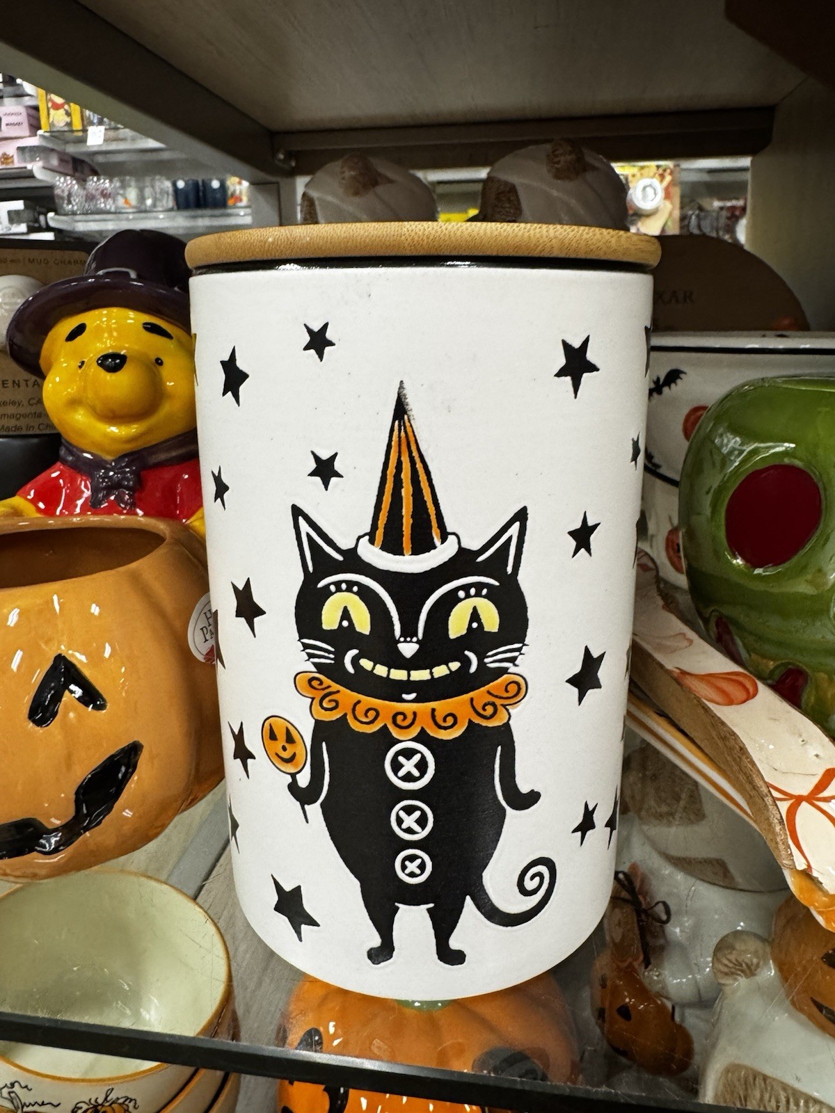 RARE Eli+ Ana black Cat Clown Ceramic Halloween Canister Creep Show Collection RARE Eli+ Ana black Cat Clown Ceramic Halloween Canister Creep Show Collection