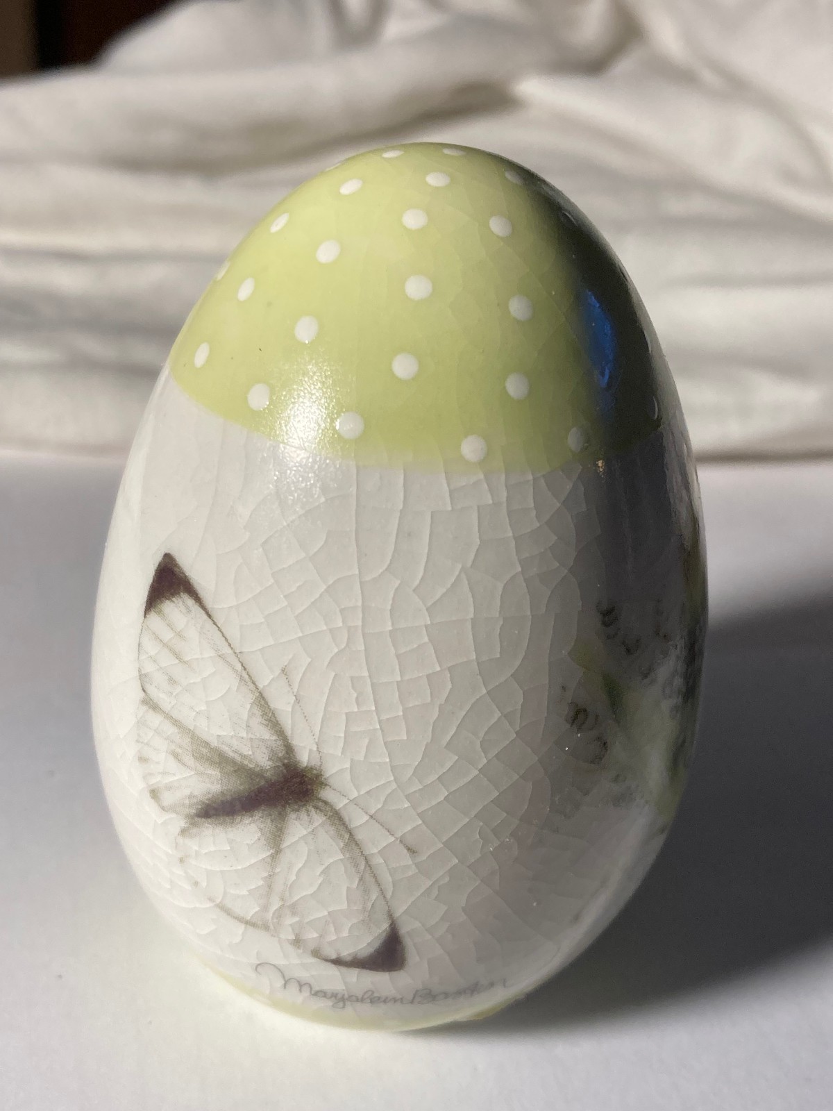 Hallmark Marjolein Bastin Ceramic Egg Butterfly & Flowers Natures Garden NEW
