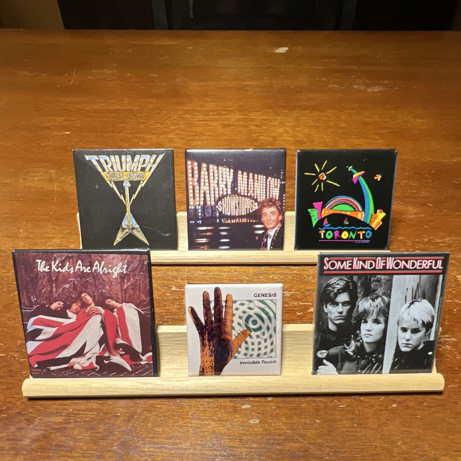 Lot of 6 Vintage 1980s Square Pinback Buttons Genesis Triumph The Who Movie Lot of 6 Vintage 1980s Square Pinback Buttons Genesis Triumph The Who Movie