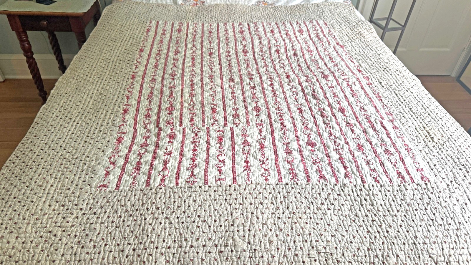 Antique French Provencal Early 19th C. Courtepointe Fenetre Quilt B026