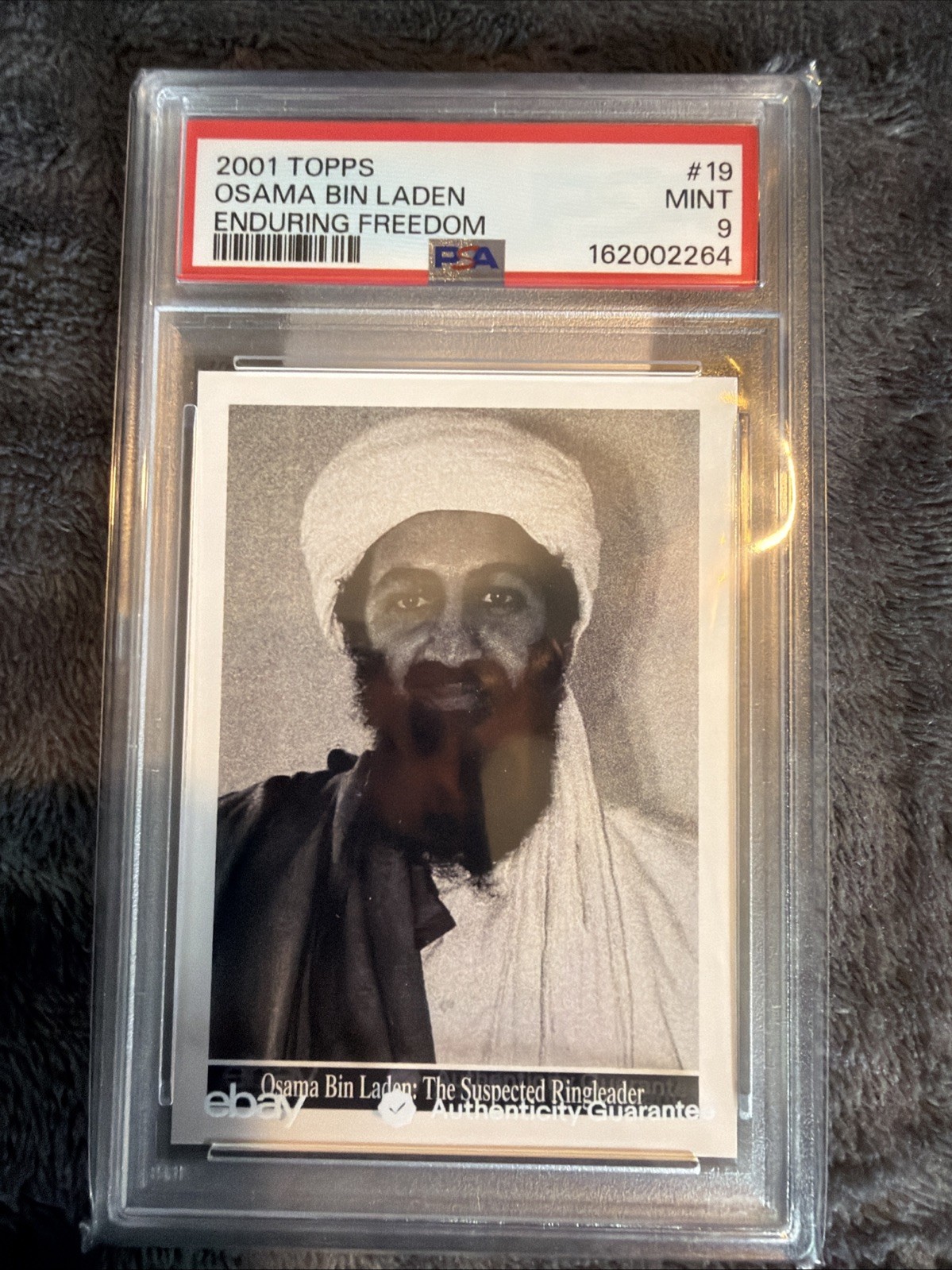 2001 TOPPS ENDURING FREEDOM #19 OSAMA BIN LADEN PSA 9 2001 TOPPS ENDURING FREEDOM #19 OSAMA BIN LADEN PSA 9
