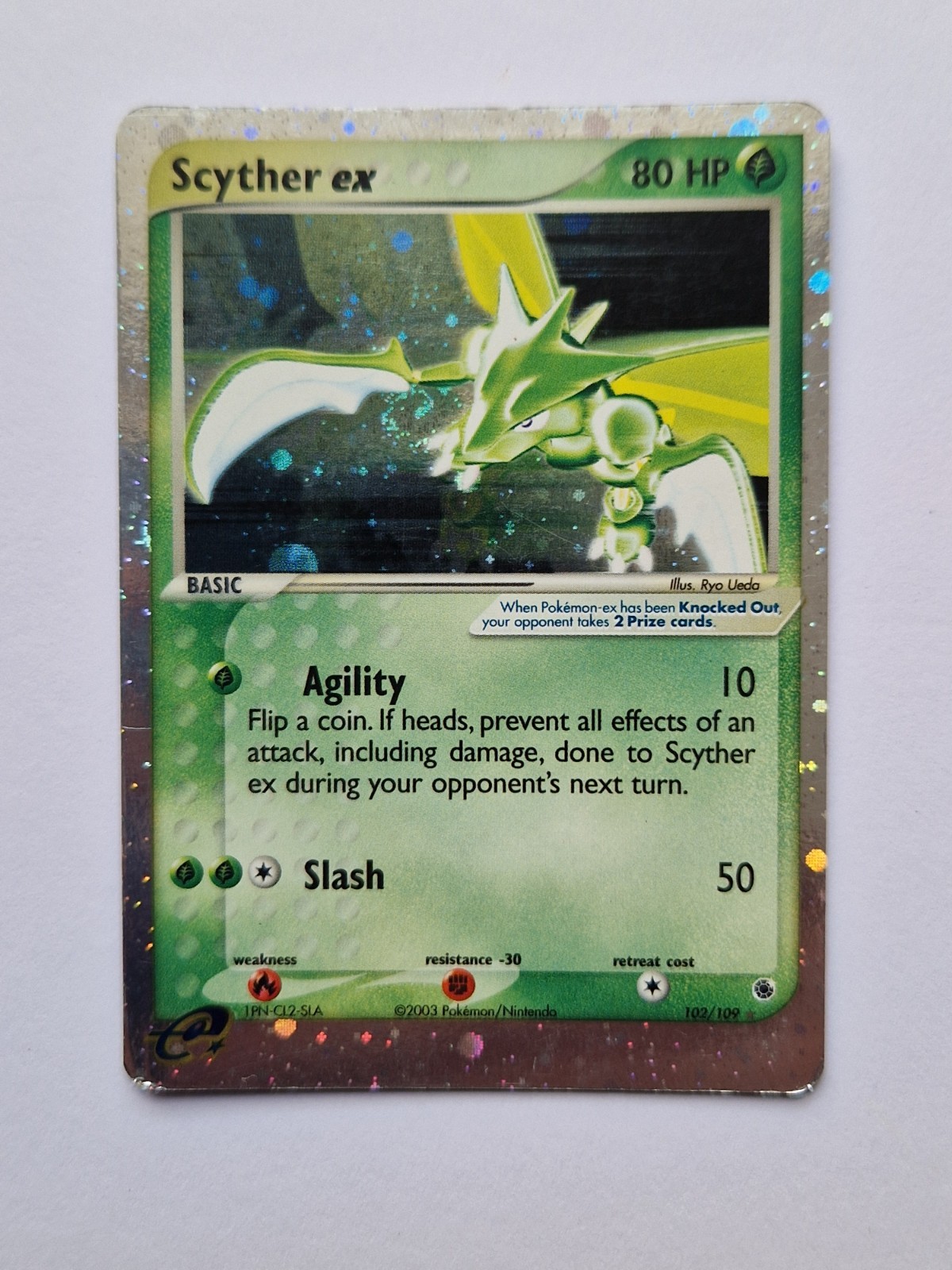 Pokemon Scyther ex 102/109 Ex Ruby & Sapphire Holo Rare Card MP Pokemon Scyther ex 102/109 Ex Ruby & Sapphire Holo Rare Card MP