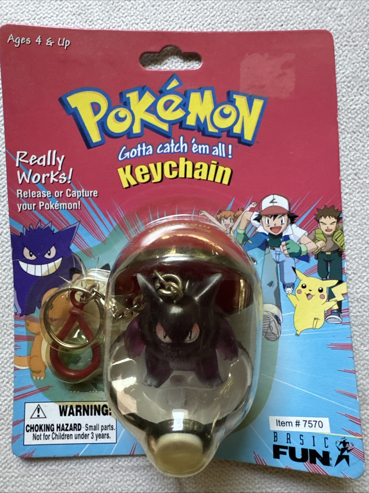 Vintage 1999 Nintendo Pokemon Gengar #94 Poke Ball Keychain Basic Fun