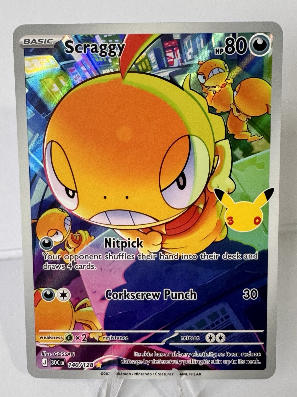 Pokemon TCG 30th Celebrations Anniversary - Scraggy 140/128 Illustration Rare Pokemon TCG 30th Celebrations Anniversary - Scraggy 140/128 Illustration Rare