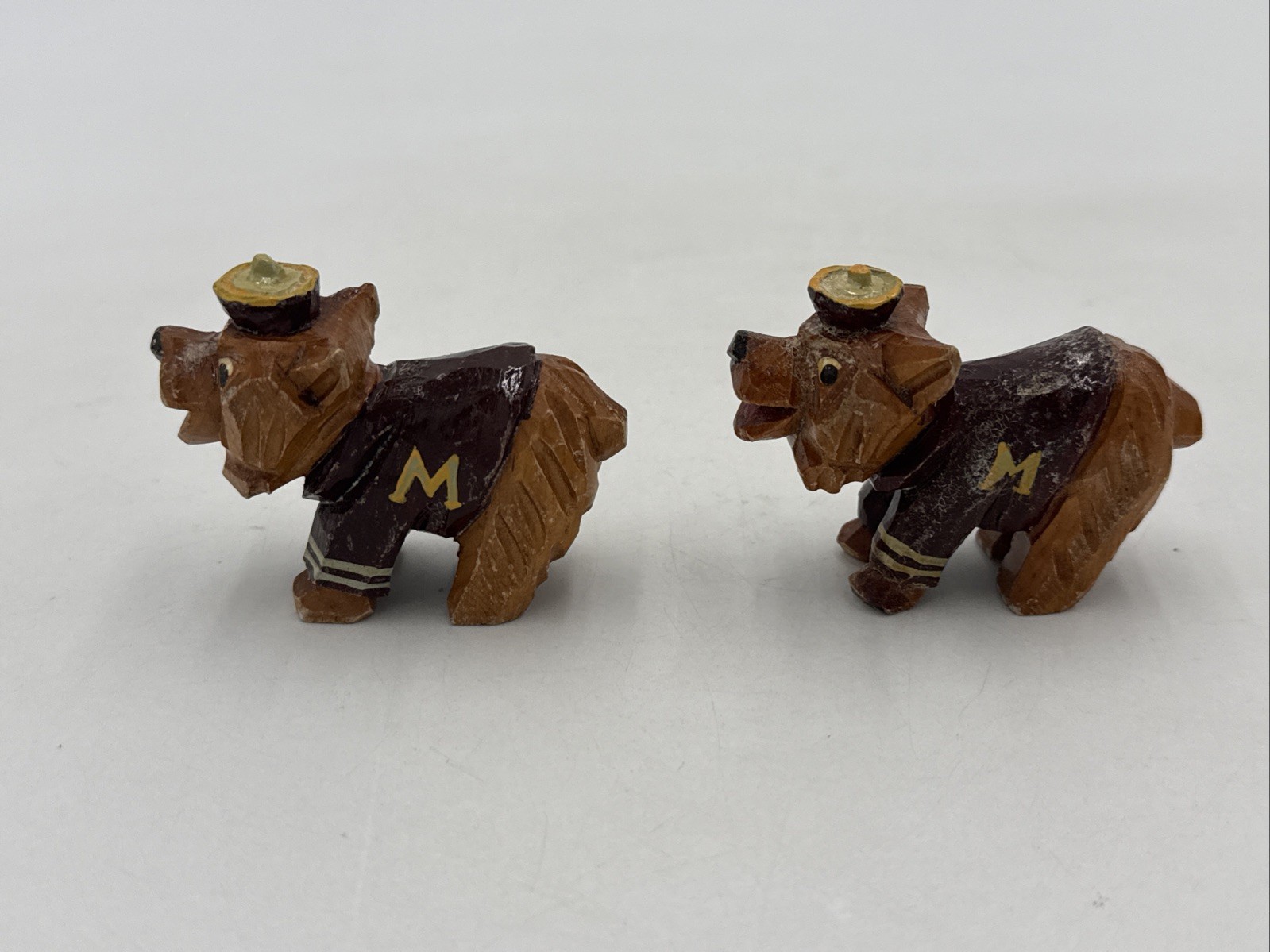 Vintage, Anri 1950's Wooden University of Montana Grizzly Mascot 2.5” Pair RARE Vintage, Anri 1950's Wooden University of Montana Grizzly Mascot 2.5” Pair RARE