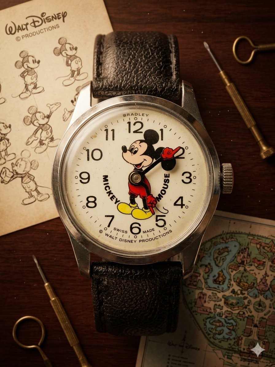 Vintage Bradley Mickey Mouse Swiss Made Mechanical Manual Wind Watch Vintage Bradley Mickey Mouse Swiss Made Mechanical Manual Wind Watch