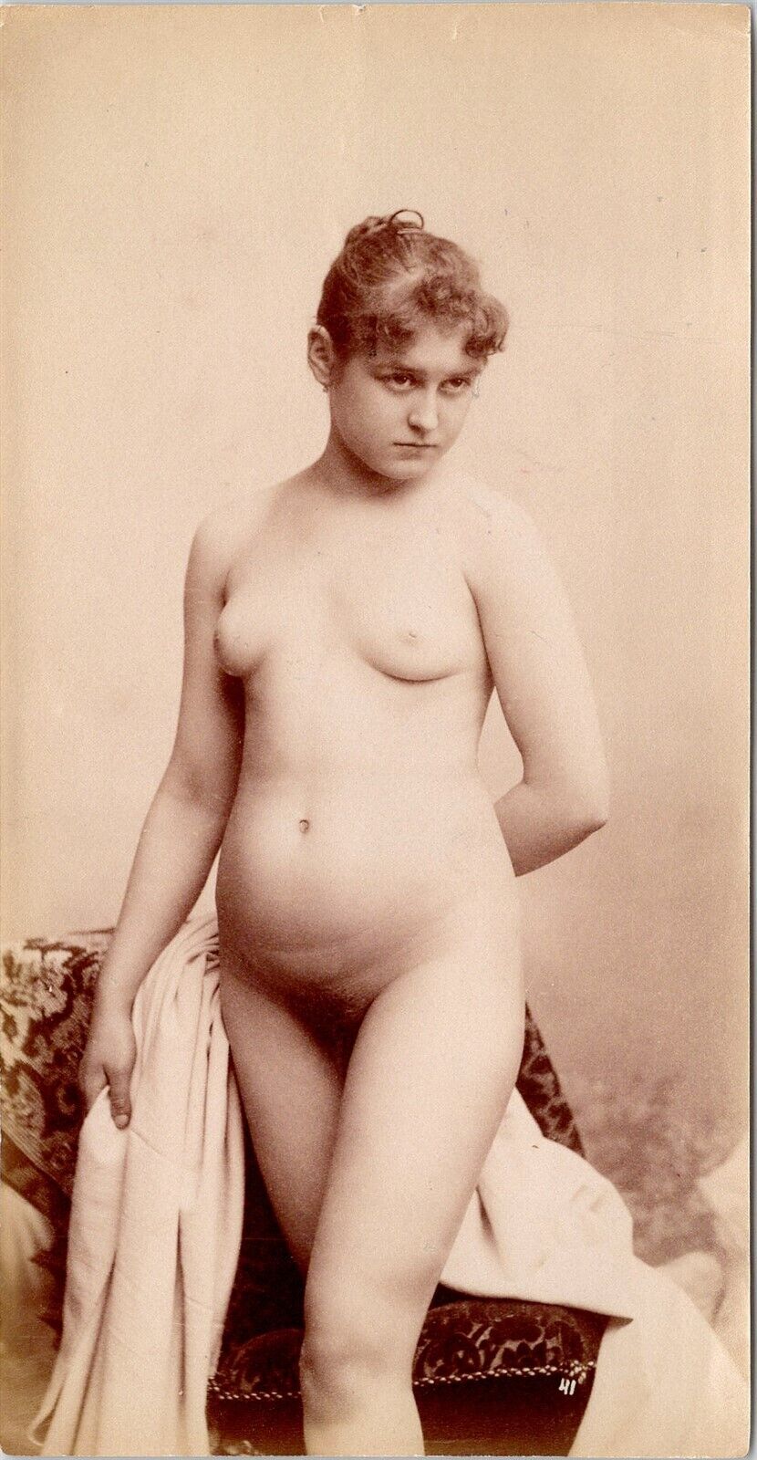 nn French albumen photo full nude woman Victorian beauty original early c1890s