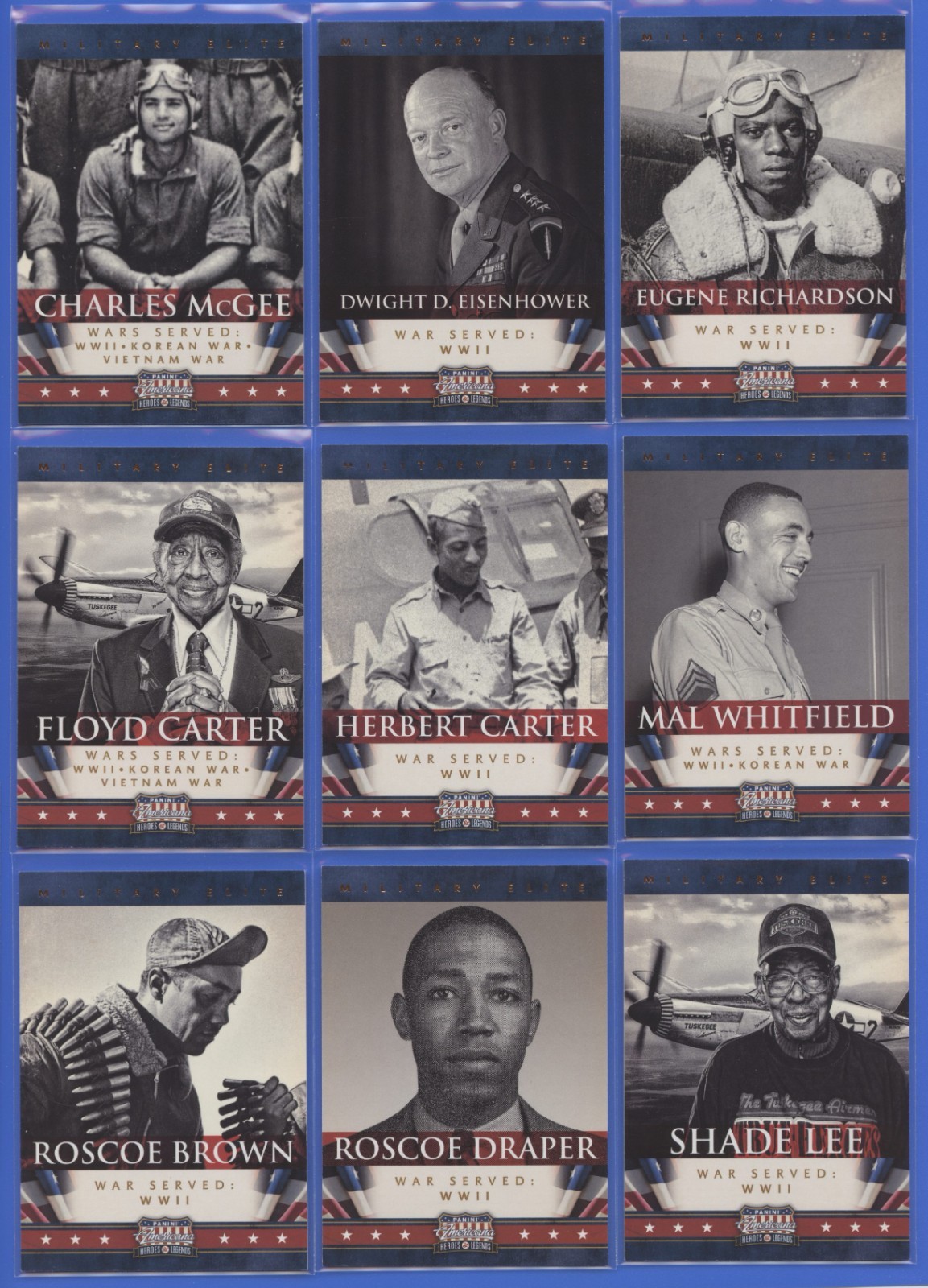 2012 Panini Americana Military Elite Set (10) Eisenhower Tuskegee Whitfield WW2 2012 Panini Americana Military Elite Set (10) Eisenhower Tuskegee Whitfield WW2