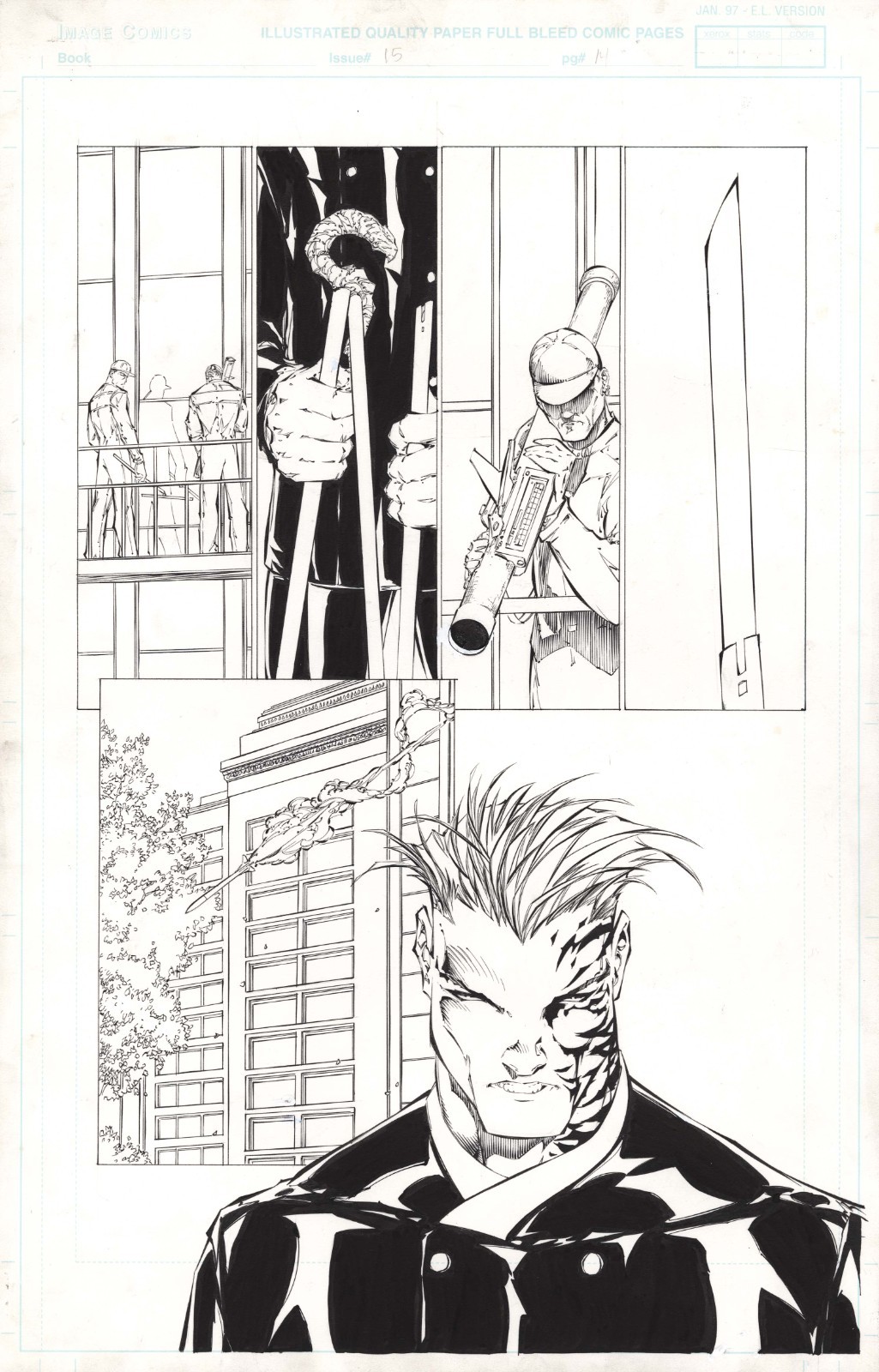 Michael Turner original art - Witchblade 15 page 14 D-Tron inks 1997 TORA NO SHI Michael Turner original art - Witchblade 15 page 14 D-Tron inks 1997 TORA NO SHI