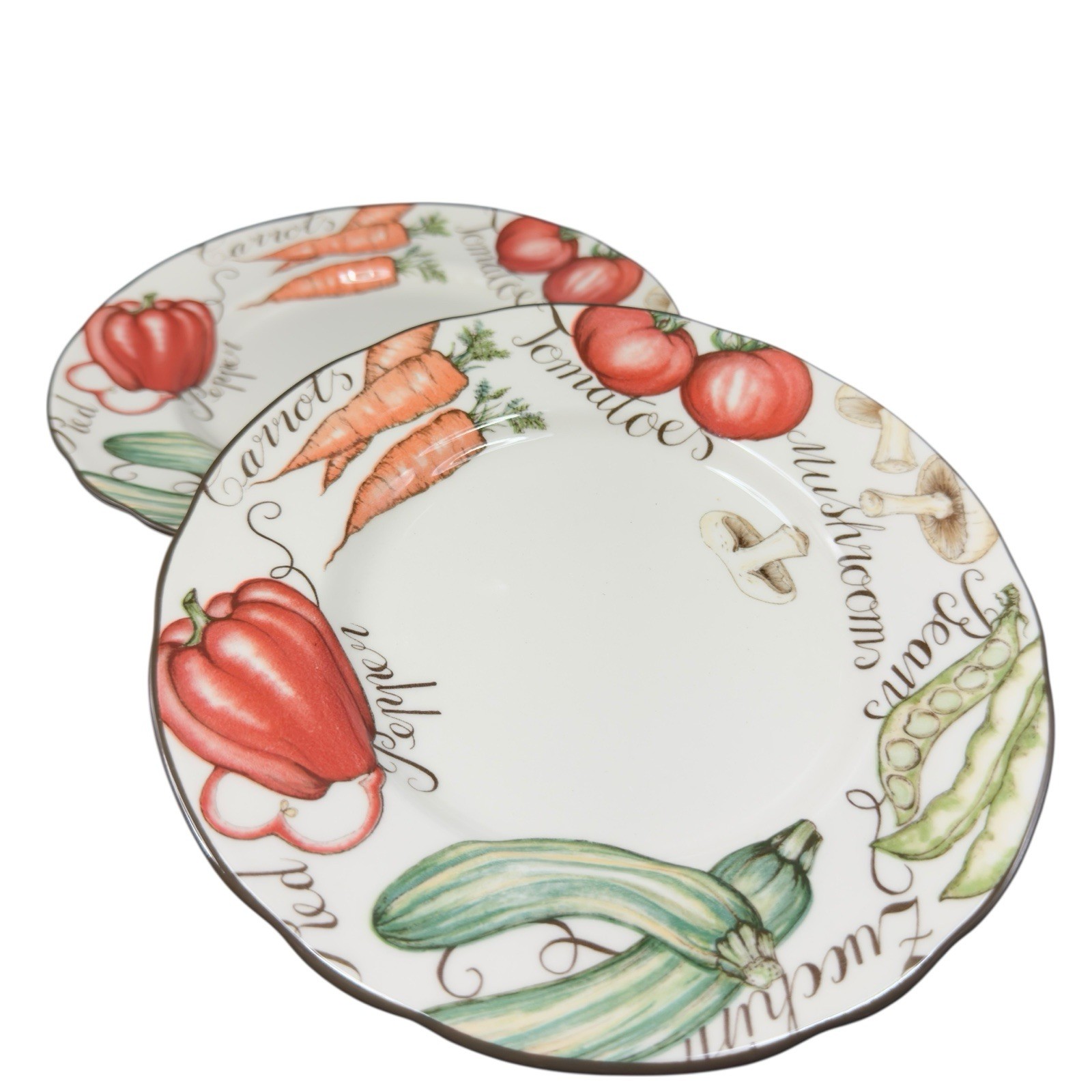 1995 Franciscan Vegetable Medley Ceramic Dish Plate Set 2 Cottage Core 8inch 1995 Franciscan Vegetable Medley Ceramic Dish Plate Set 2 Cottage Core 8inch