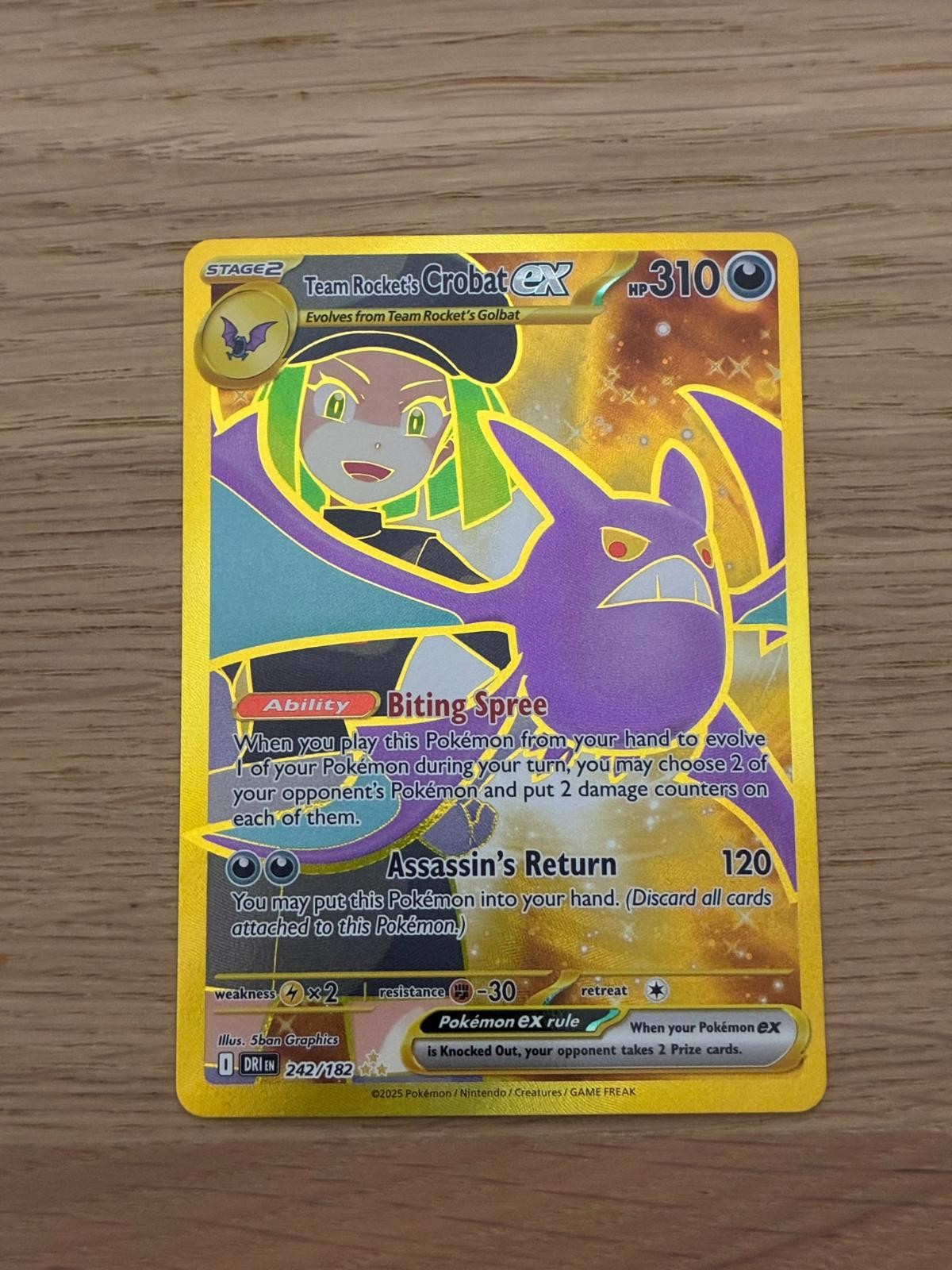 2025 Pokemon Destined Rivals Team Rocket's Crobat ex 242/182 Hyper Rare NM 2025 Pokemon Destined Rivals Team Rocket's Crobat ex 242/182 Hyper Rare NM