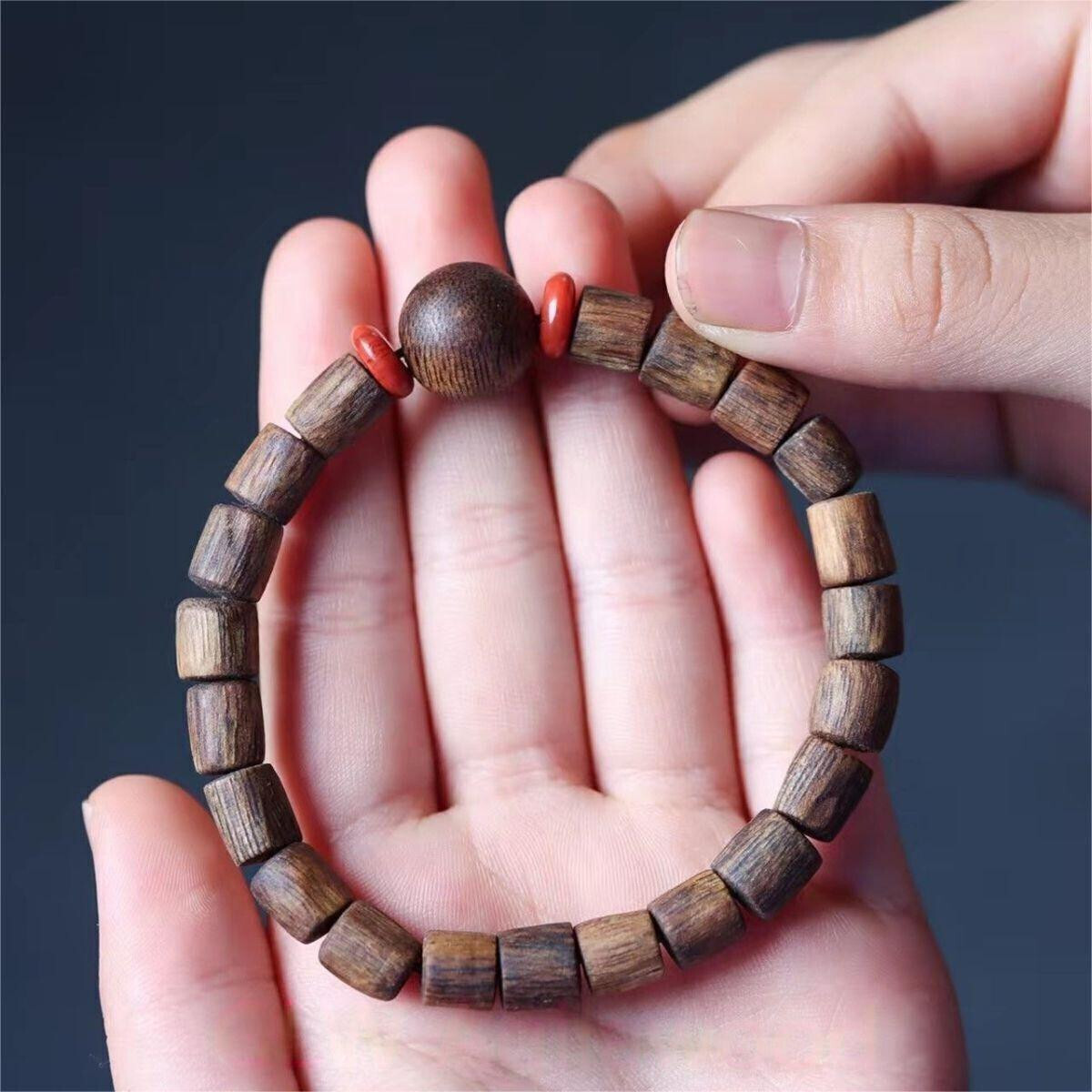 8mm Genuine Cambodia Wild Agarwood Bracelet Mala Meditation Prayer Beads #2