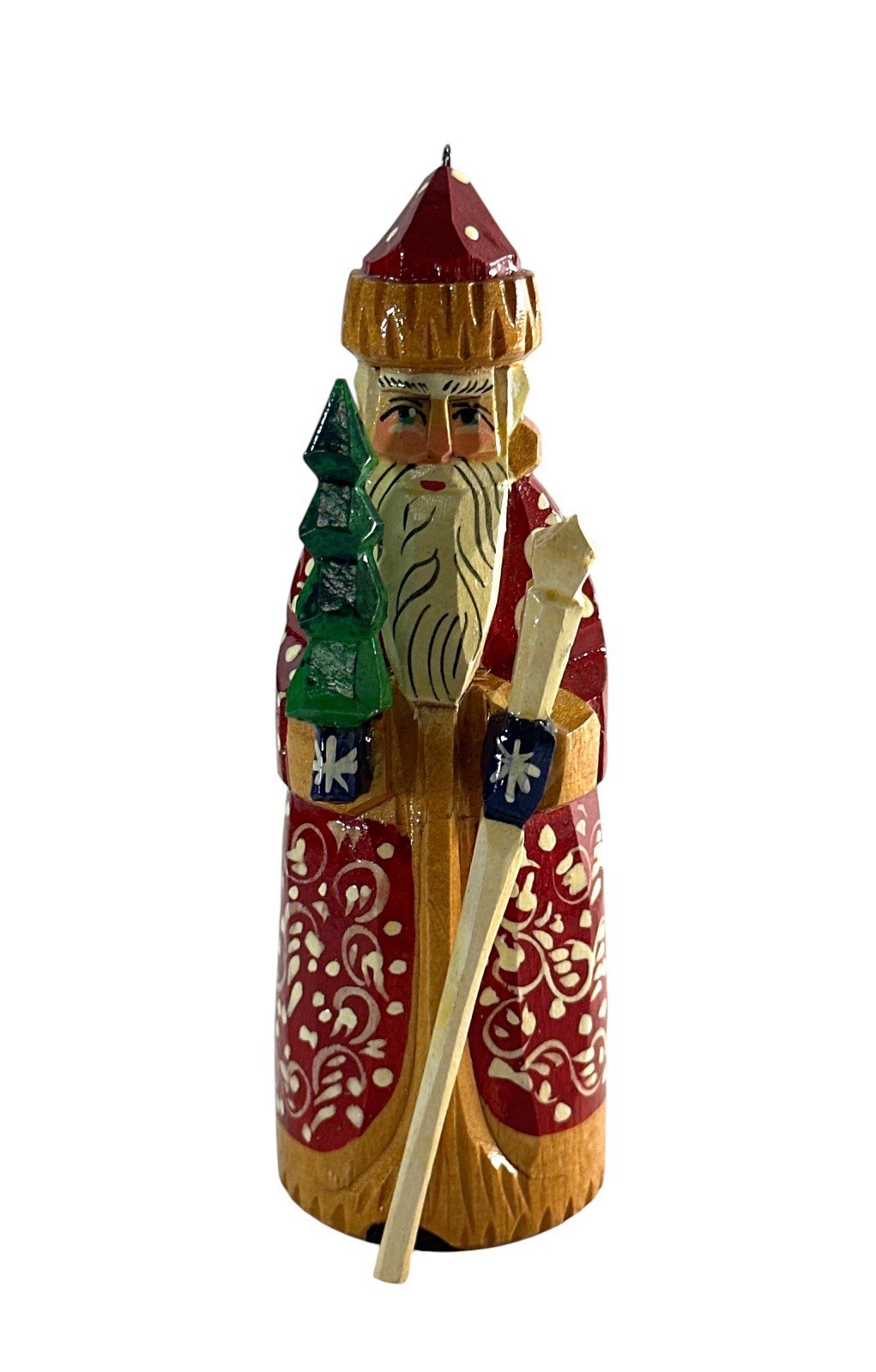Russian Ded Moroz Father Frost Hand Painted Wood Santa Christmas Ornament 4.5\ Russian Ded Moroz Father Frost Hand Painted Wood Santa Christmas Ornament 4.5\