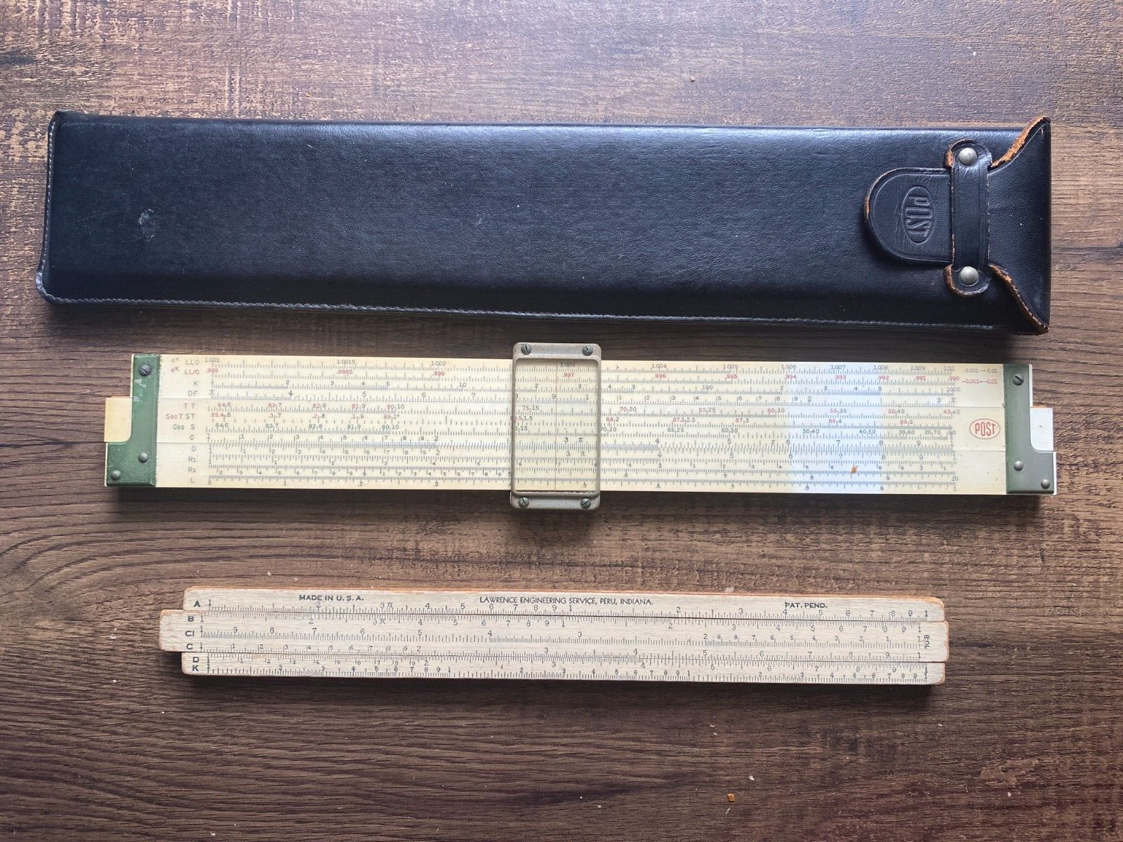 Vintage Frederick Post Co Versalog Slide Rule 1460 Hemmi Japan w/Leather Case