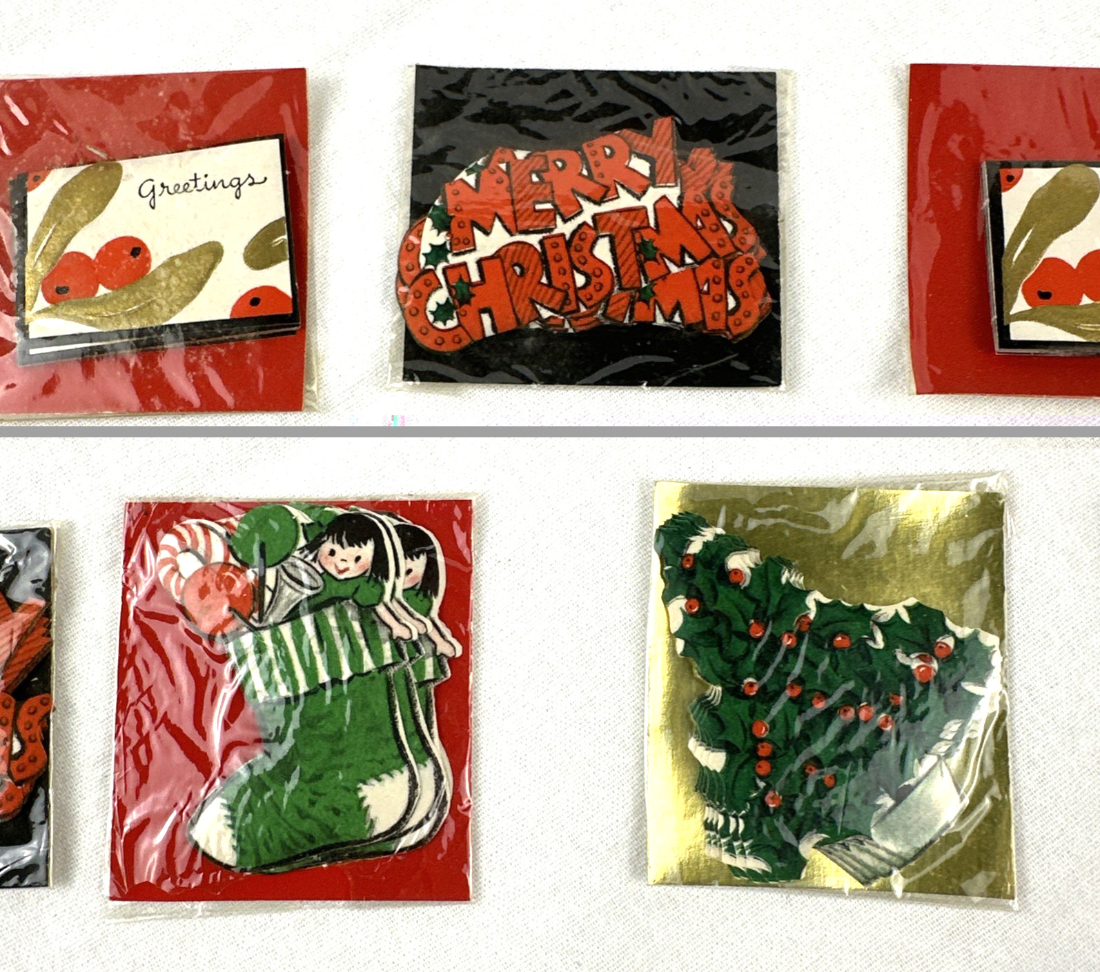 Vintage Hallmark & Gibson Christmas Seals Packages, Various Designs, Vintage Hallmark & Gibson Christmas Seals Packages, Various Designs,